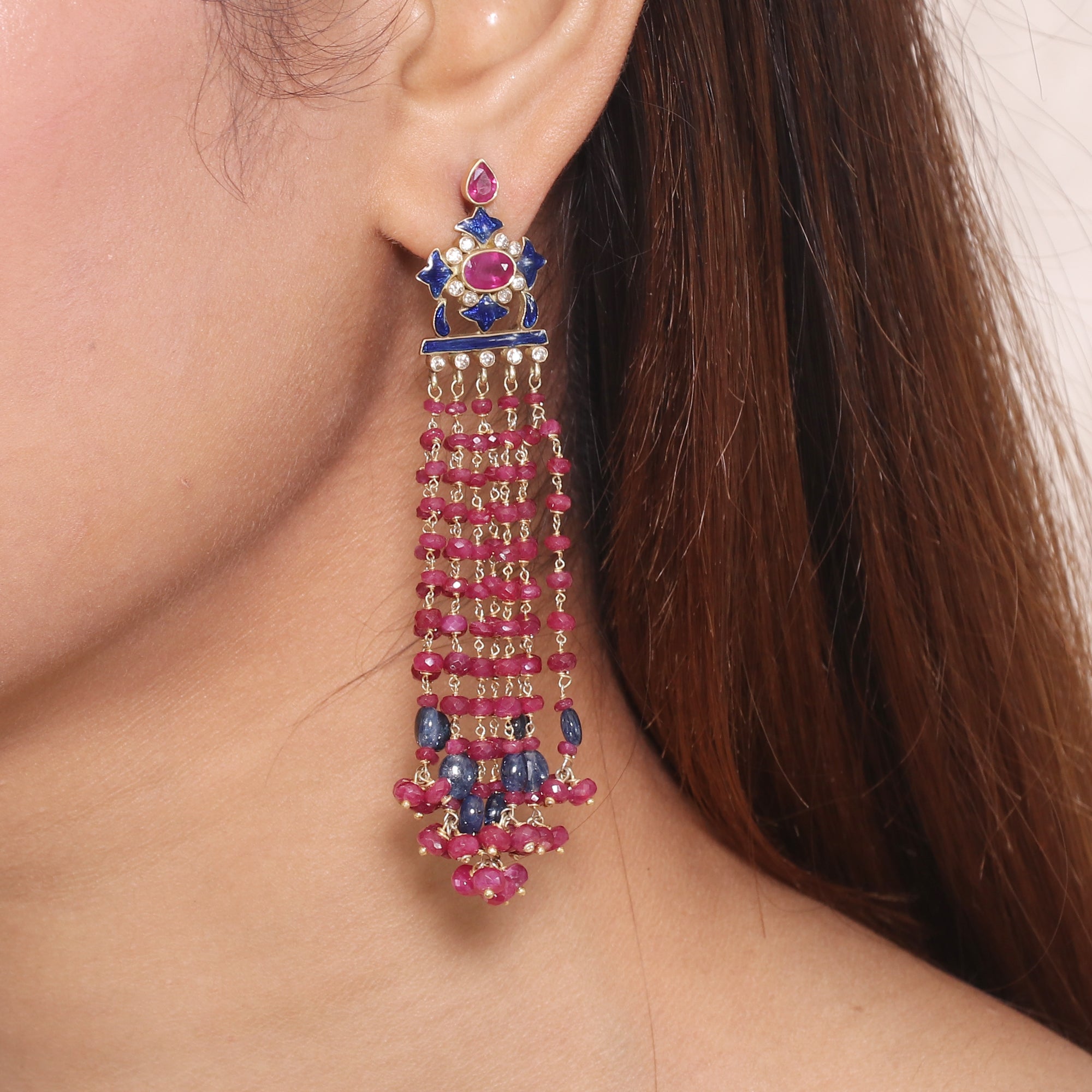 Victorian Legacy Sapphire, Ruby & Diamond Earrings