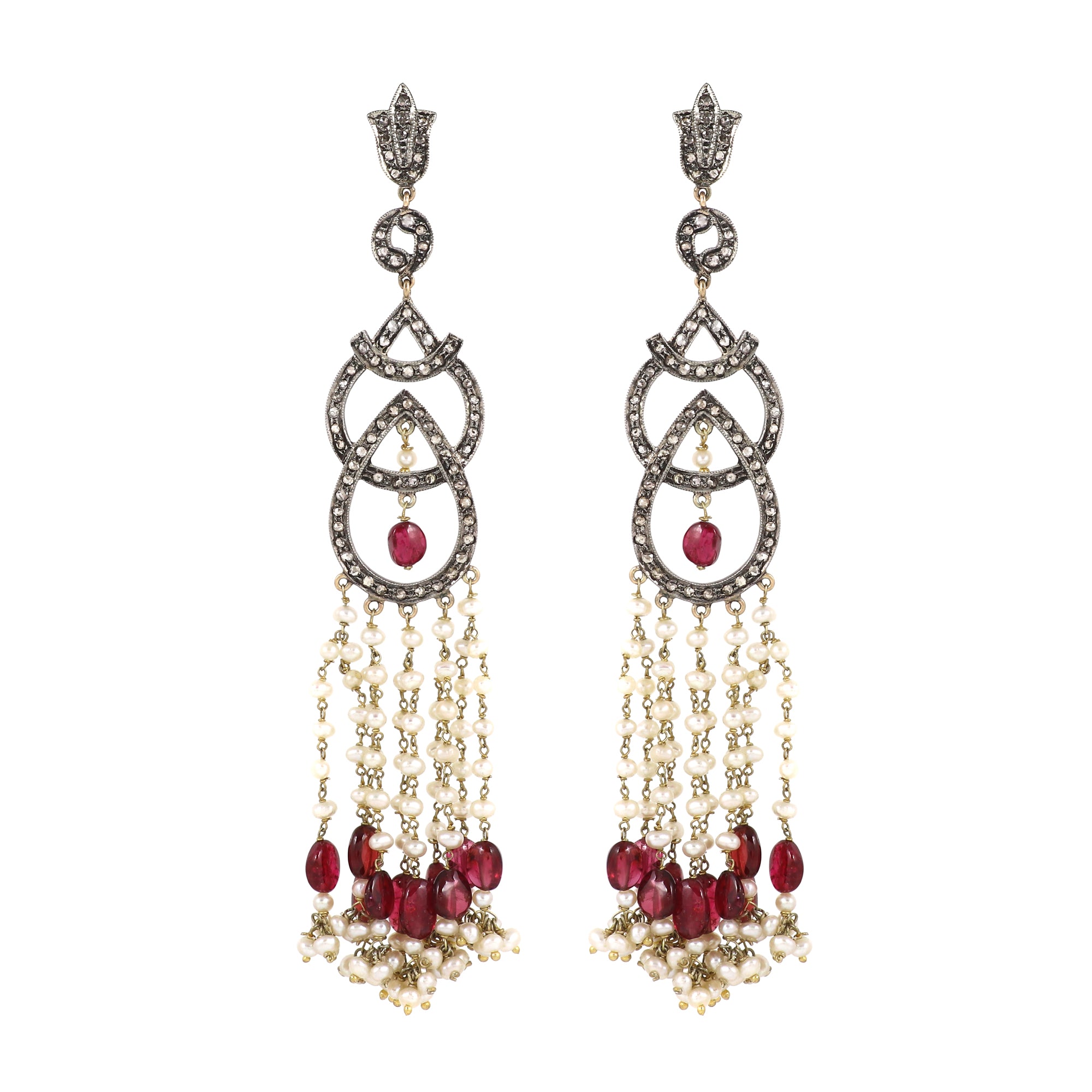 Grand Victorian Ruby, Pearl & Diamond Chandeliers