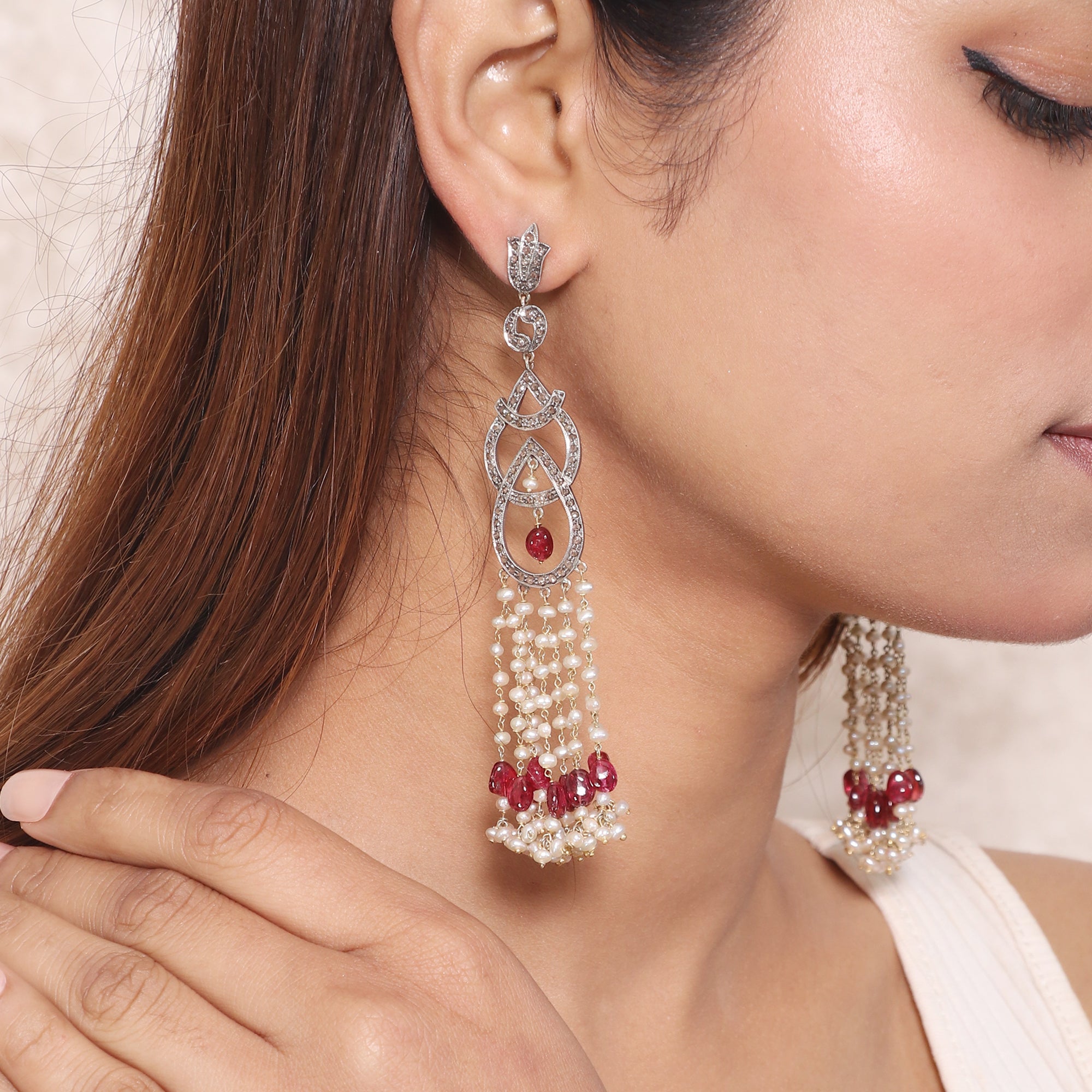 Grand Victorian Ruby, Pearl & Diamond Chandeliers