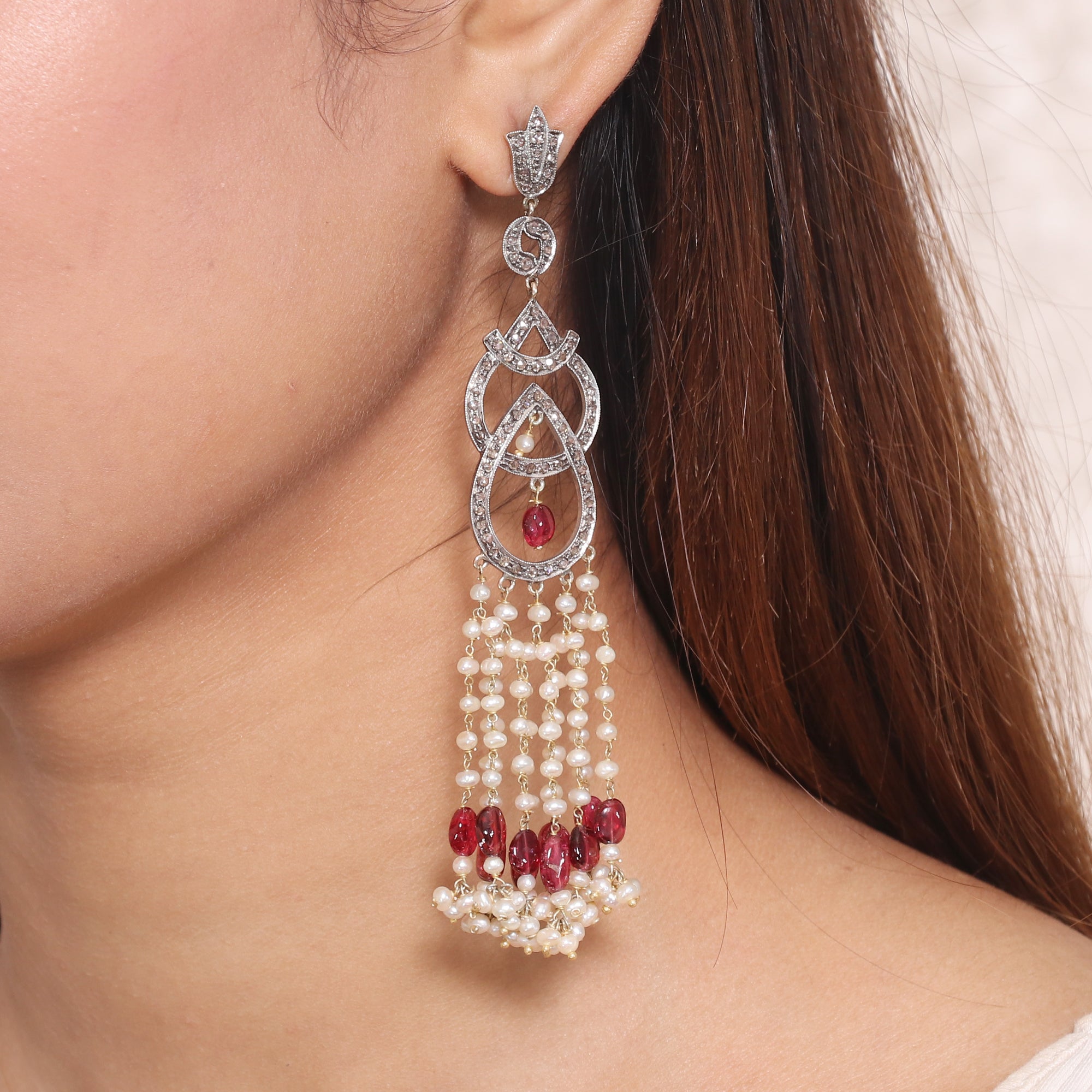 Grand Victorian Ruby, Pearl & Diamond Chandeliers