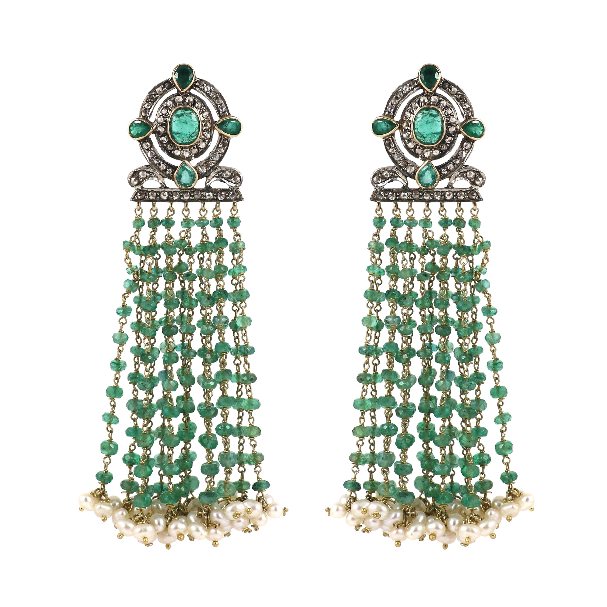 Victorian Legacy Emerald, Pearl & Diamond Earrings