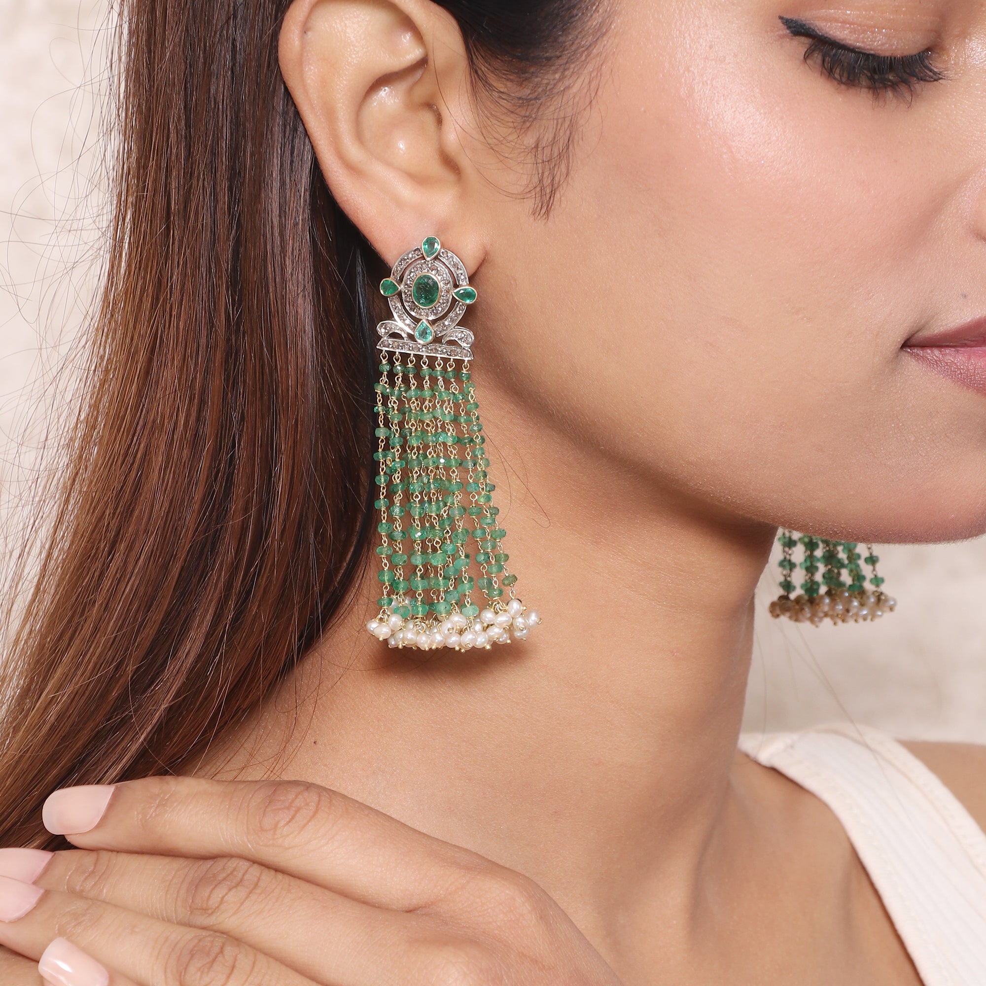 Victorian Legacy Emerald, Pearl & Diamond Earrings