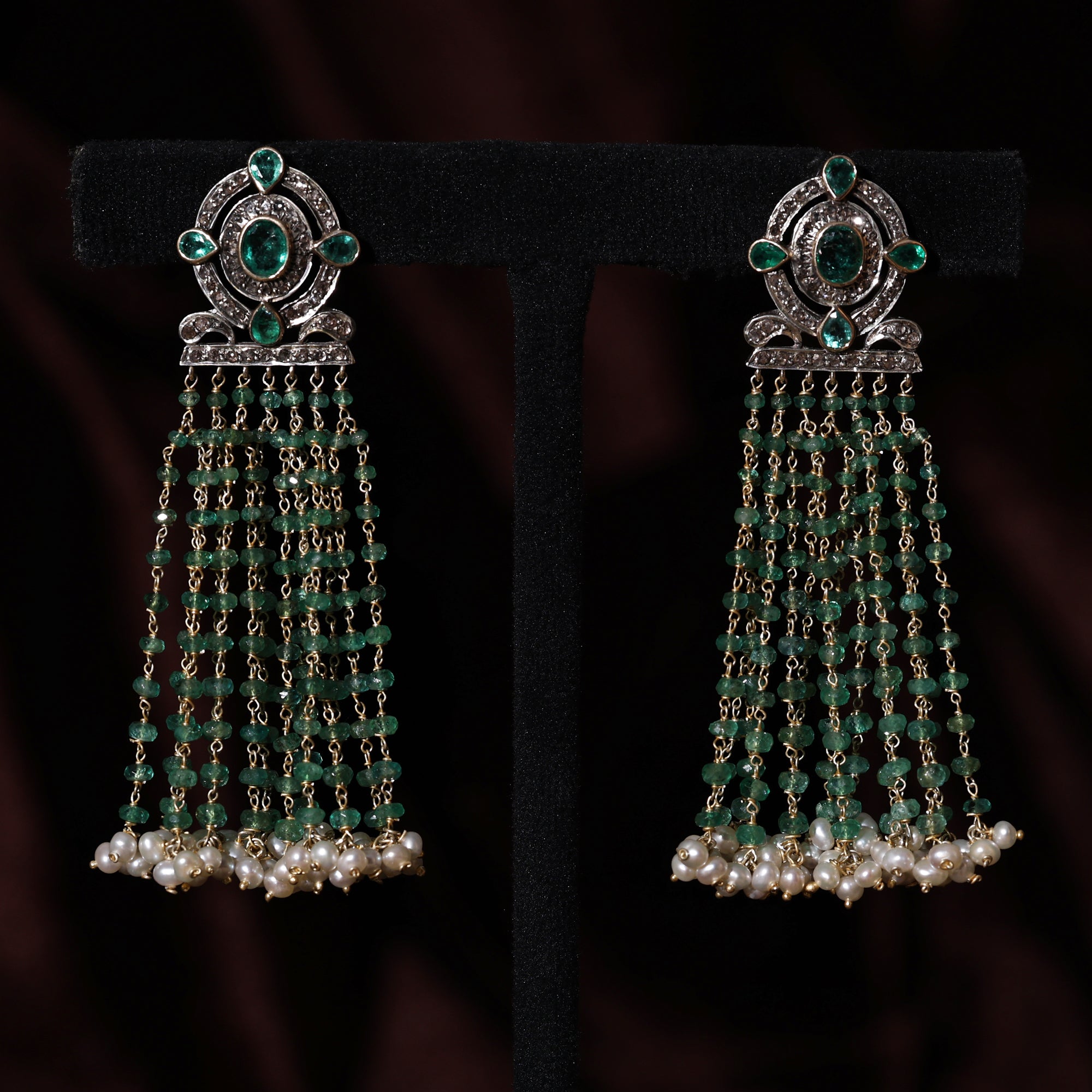 Victorian Legacy Emerald, Pearl & Diamond Earrings