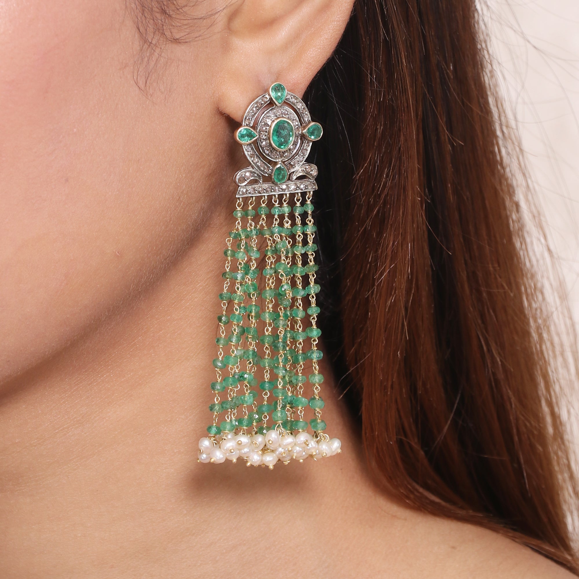 Victorian Legacy Emerald, Pearl & Diamond Earrings