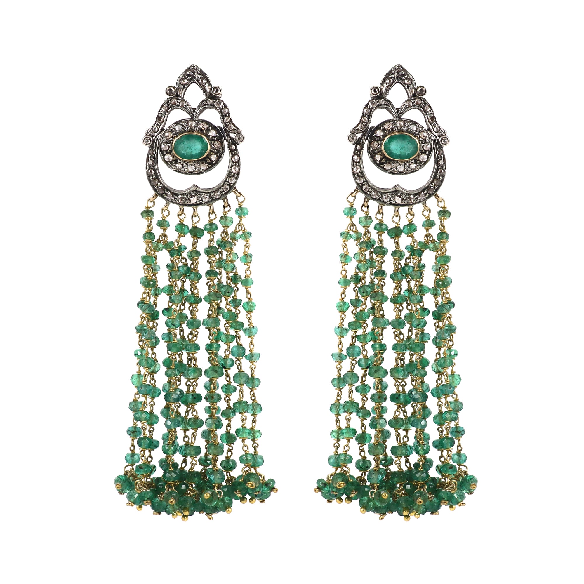 Victorian Belle Emerald & Diamond Chandelier Earrings
