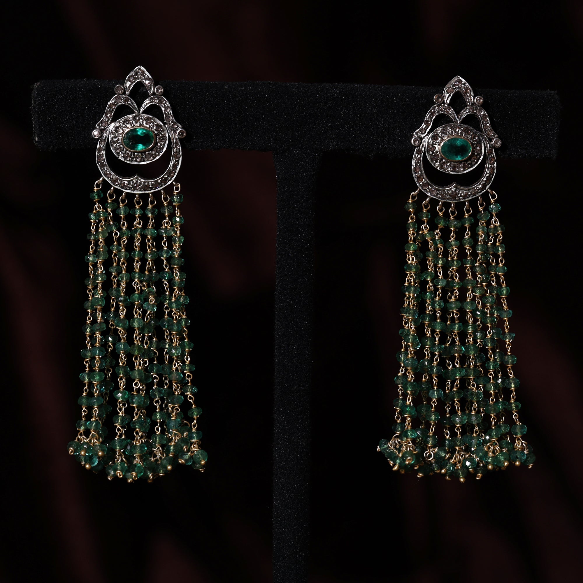 Victorian Belle Emerald & Diamond Chandelier Earrings