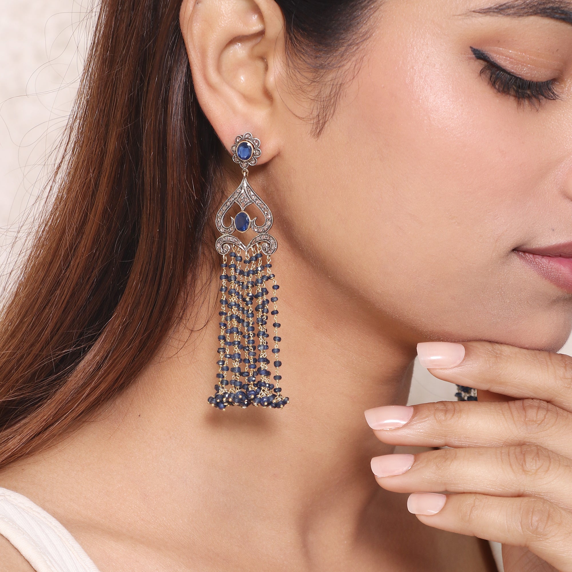 Sapphire Heritage Diamond Beaded Earrings