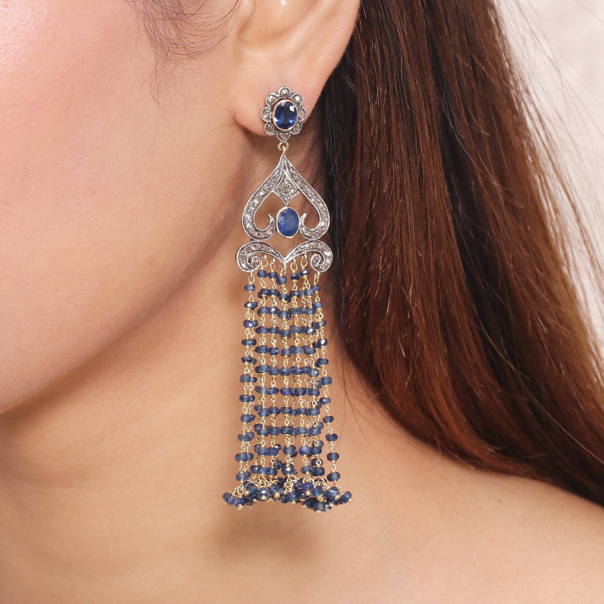 Sapphire Heritage Diamond Beaded Earrings