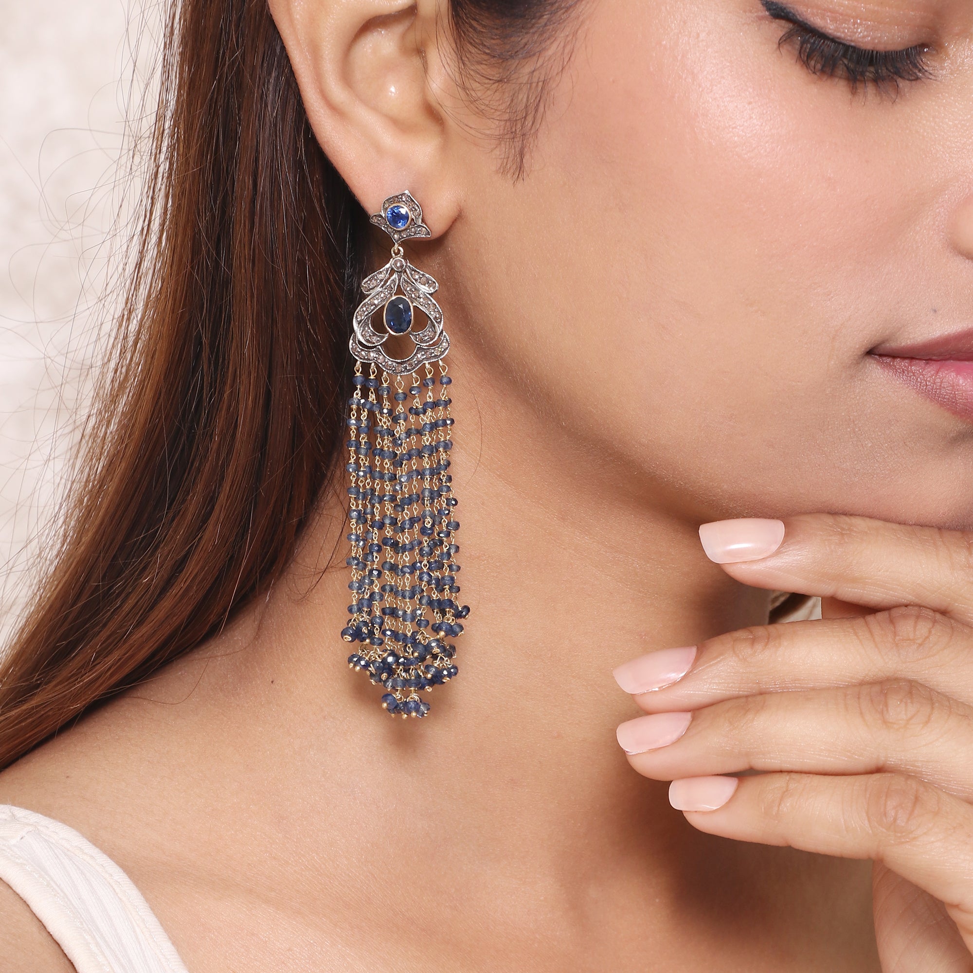 Royal Manor Sapphire & Diamond Mala Earrings