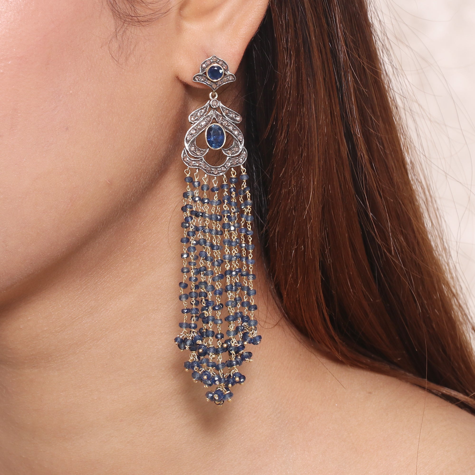Royal Manor Sapphire & Diamond Mala Earrings