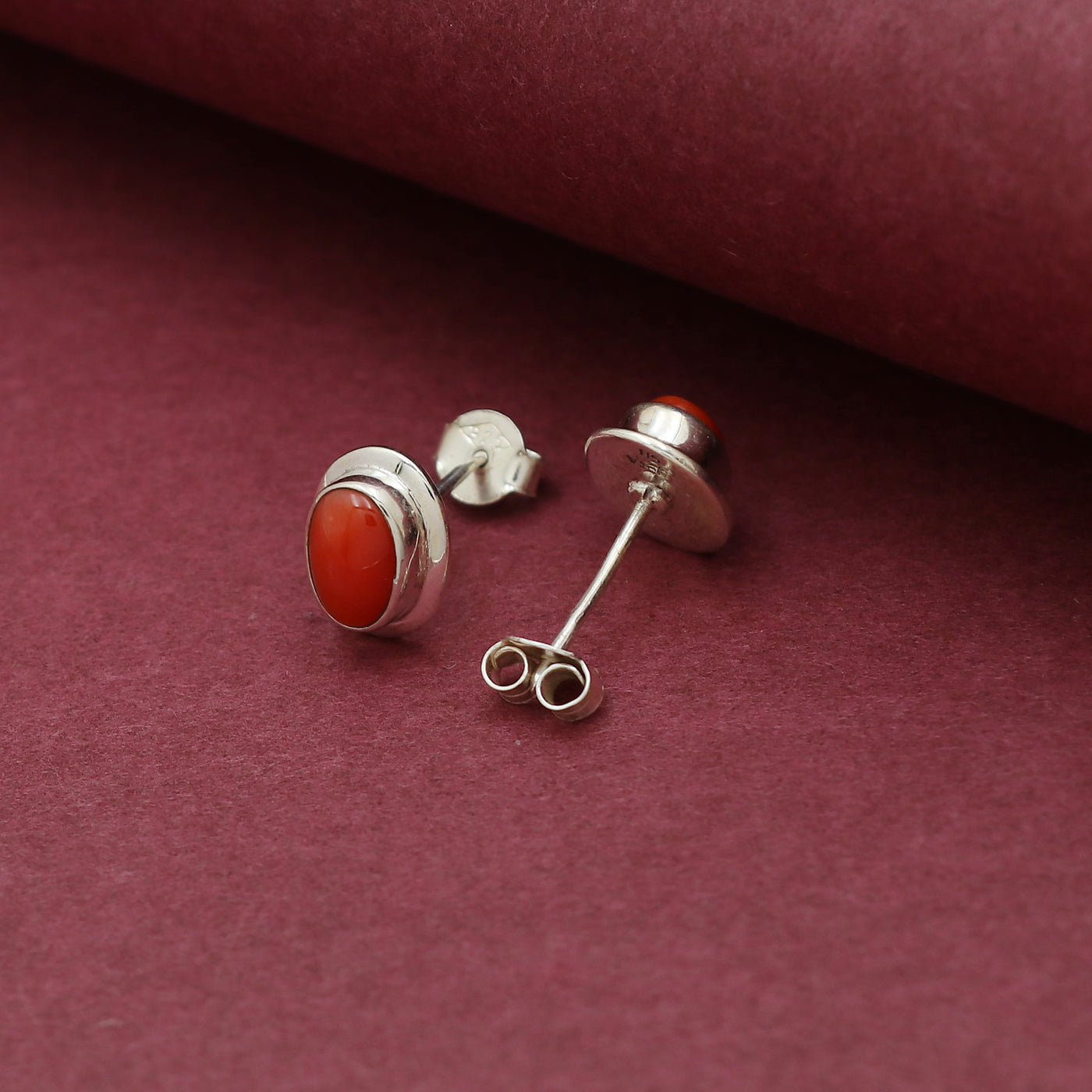 Oval Coral Earring