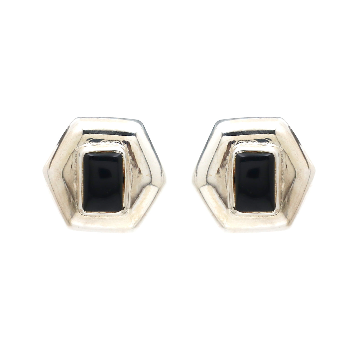 Hexagon Black Onyx Earring