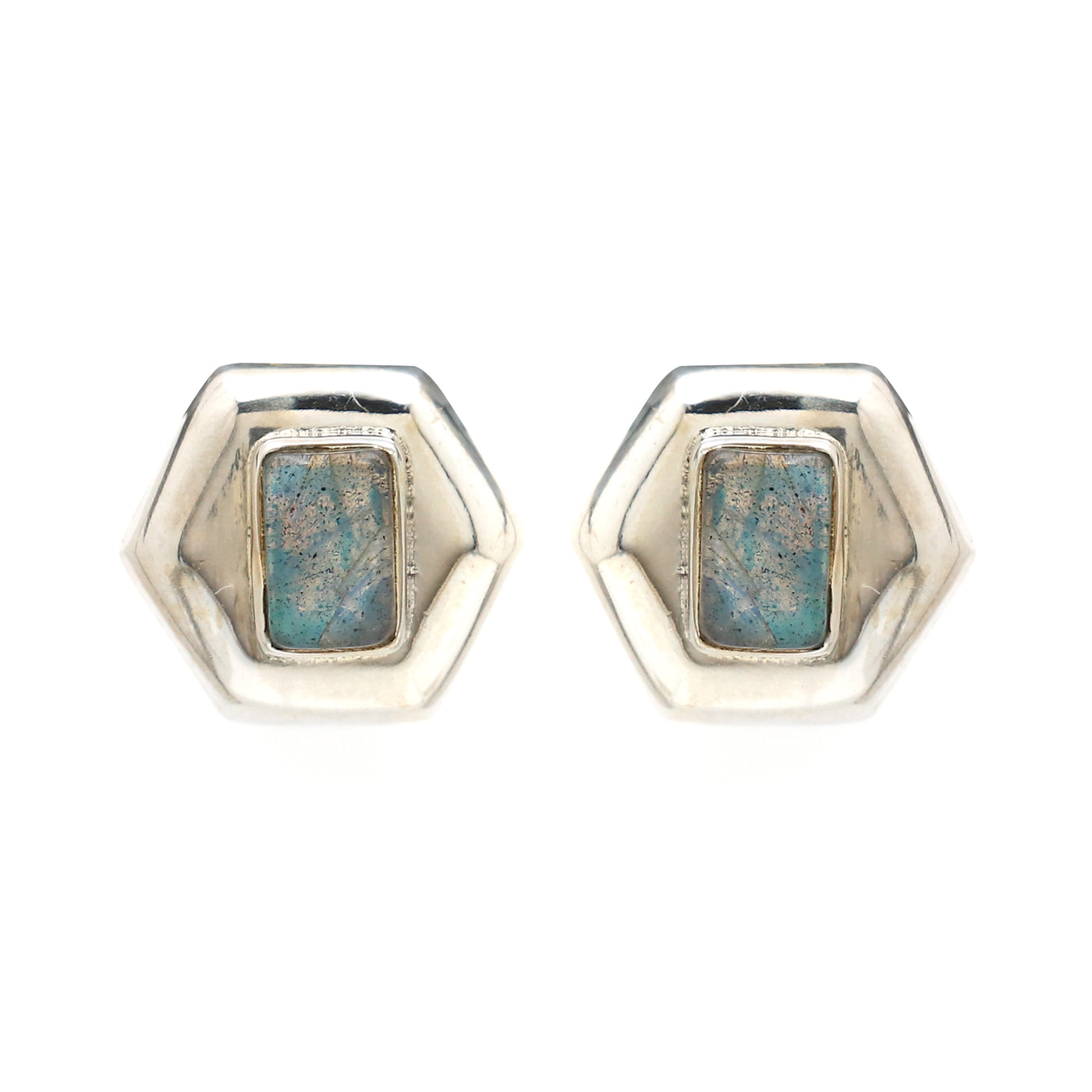 Hexagon Labradorite Earring