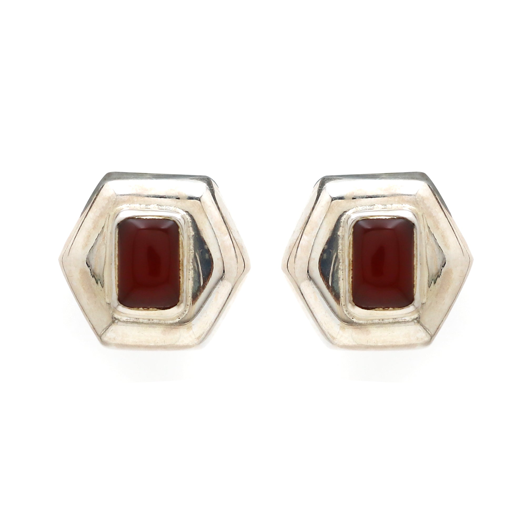 Hexagon Red Onyx Earring
