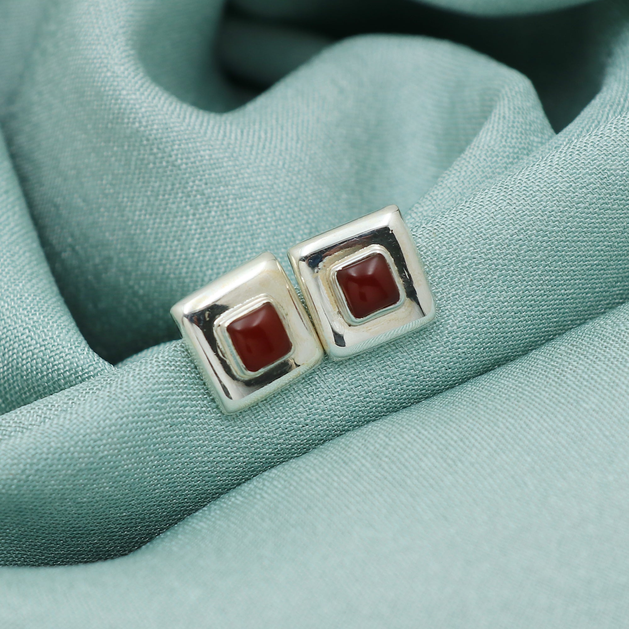 Square Red Onyx Earring