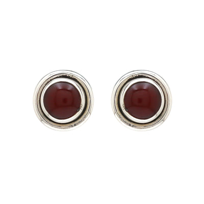 Round Red Onyx Earring