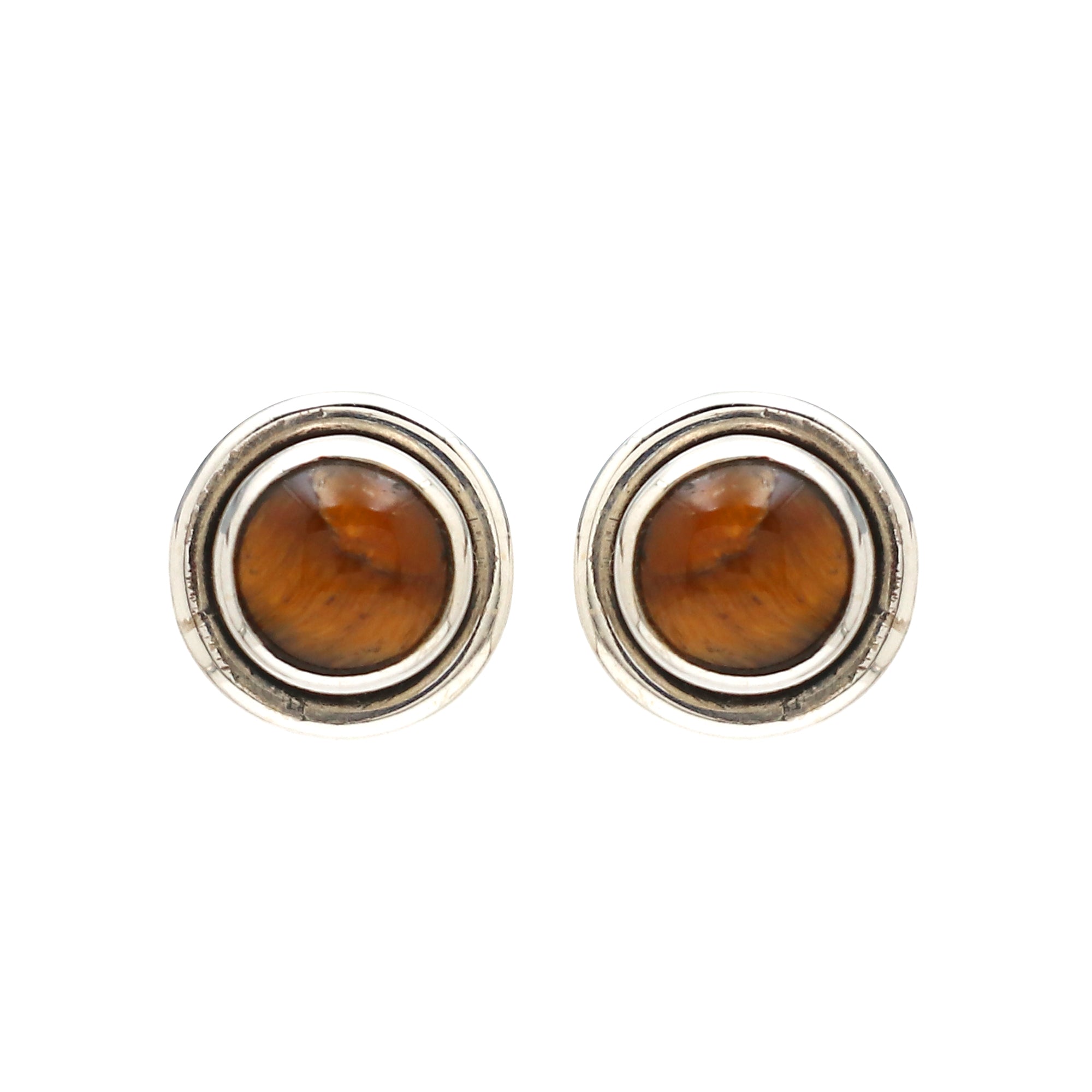 Round Tiger's Eye Earring