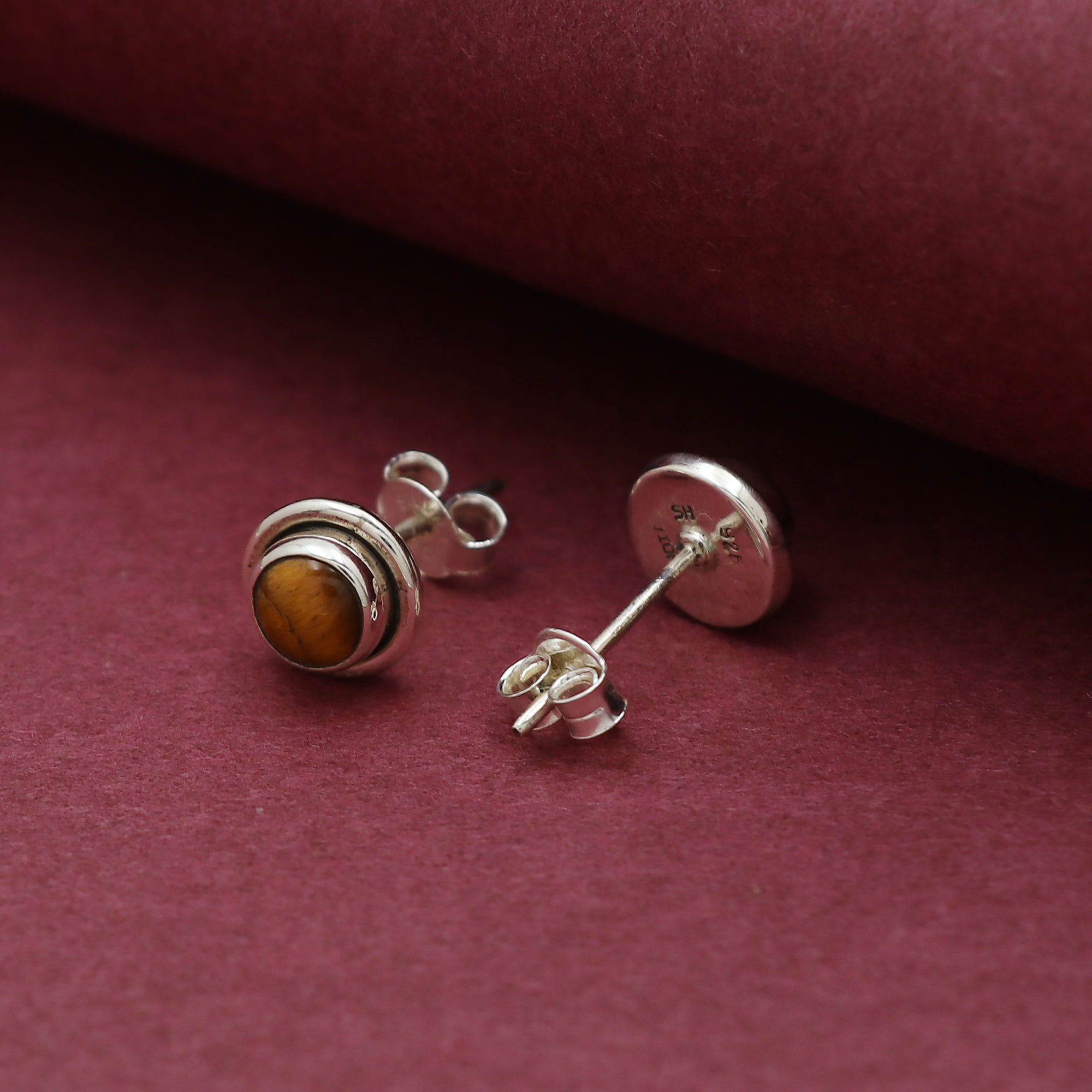 Round Tiger's Eye Earring