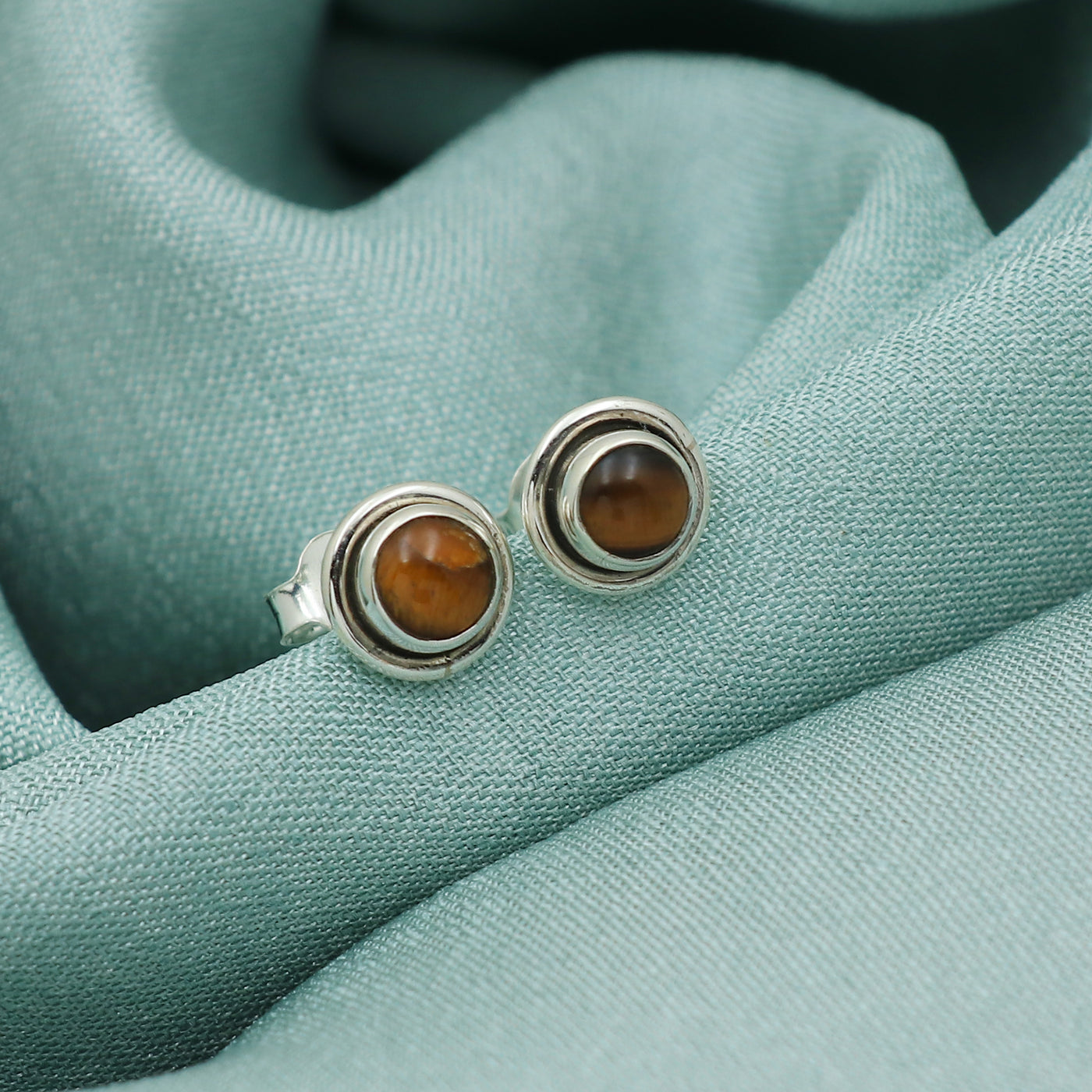 Round Tiger's Eye Earring