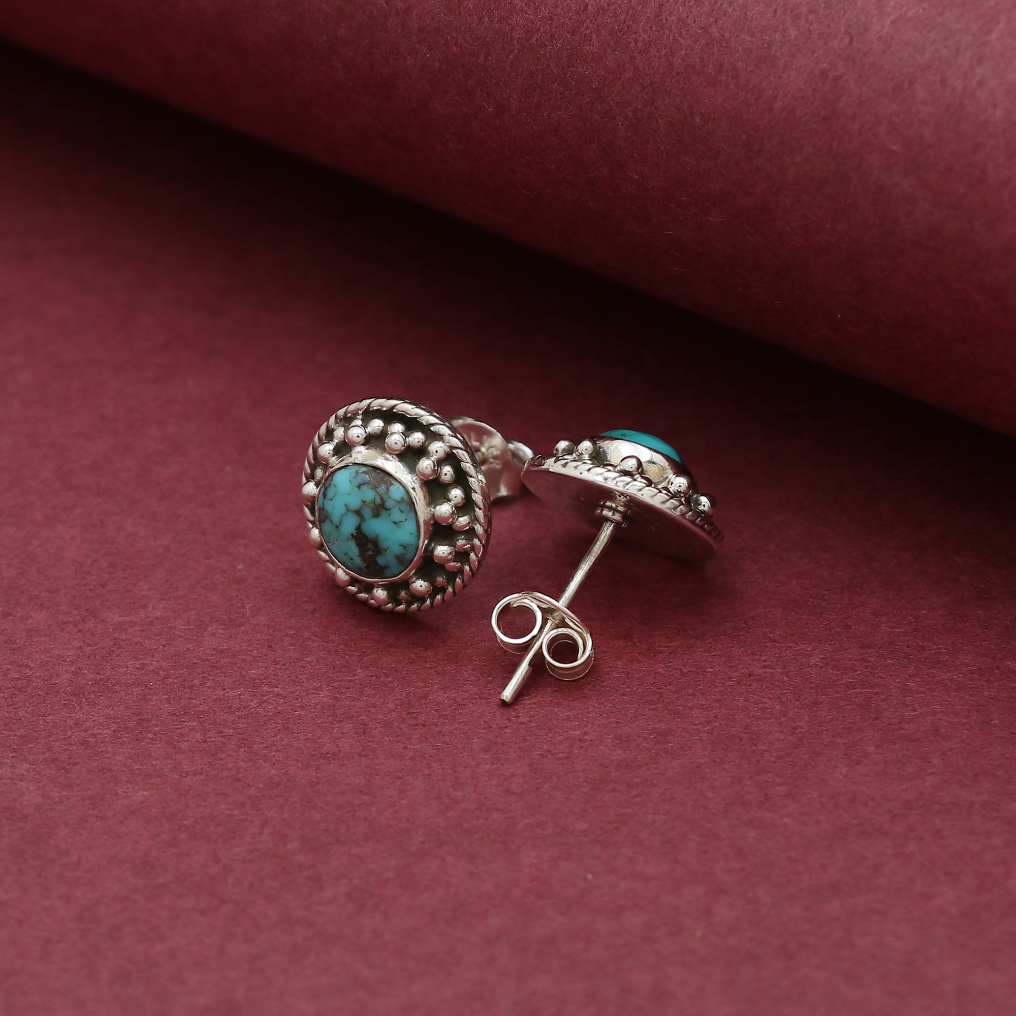 Bone Round Turquoise Earring
