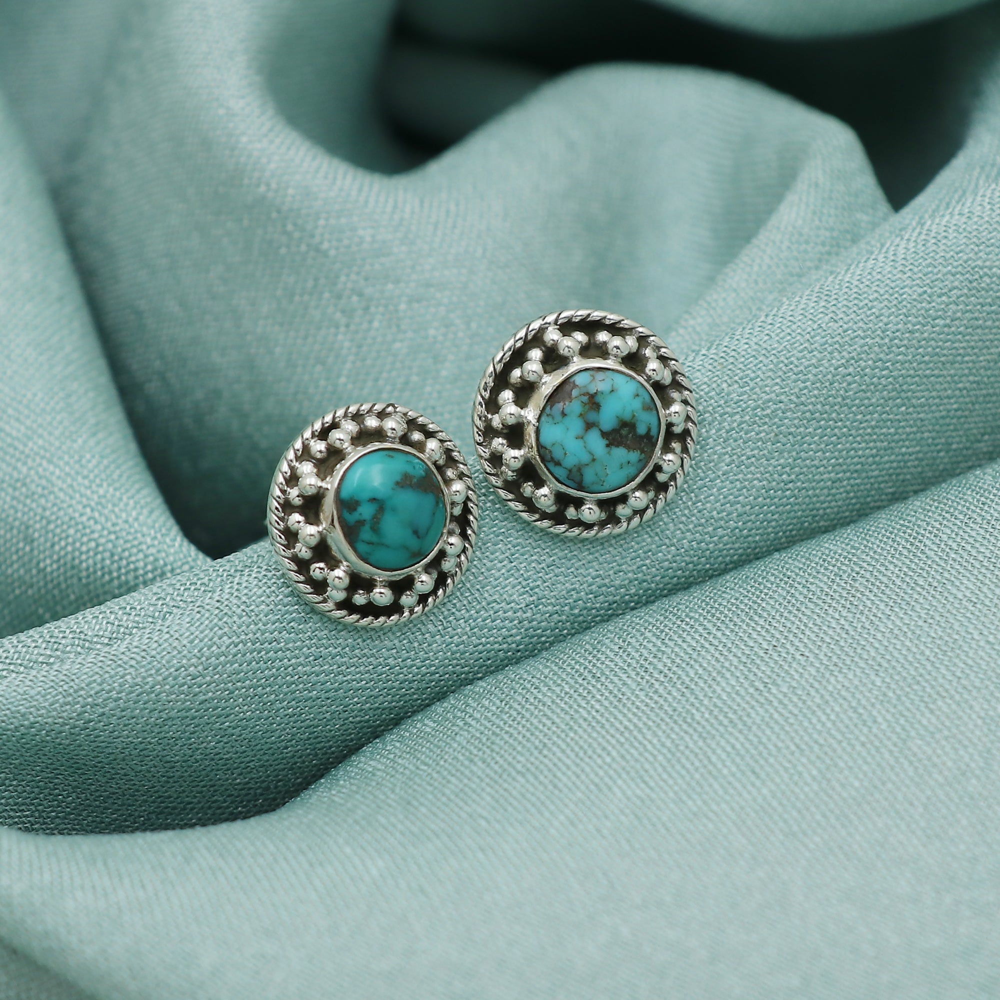 Bone Round Turquoise Earring