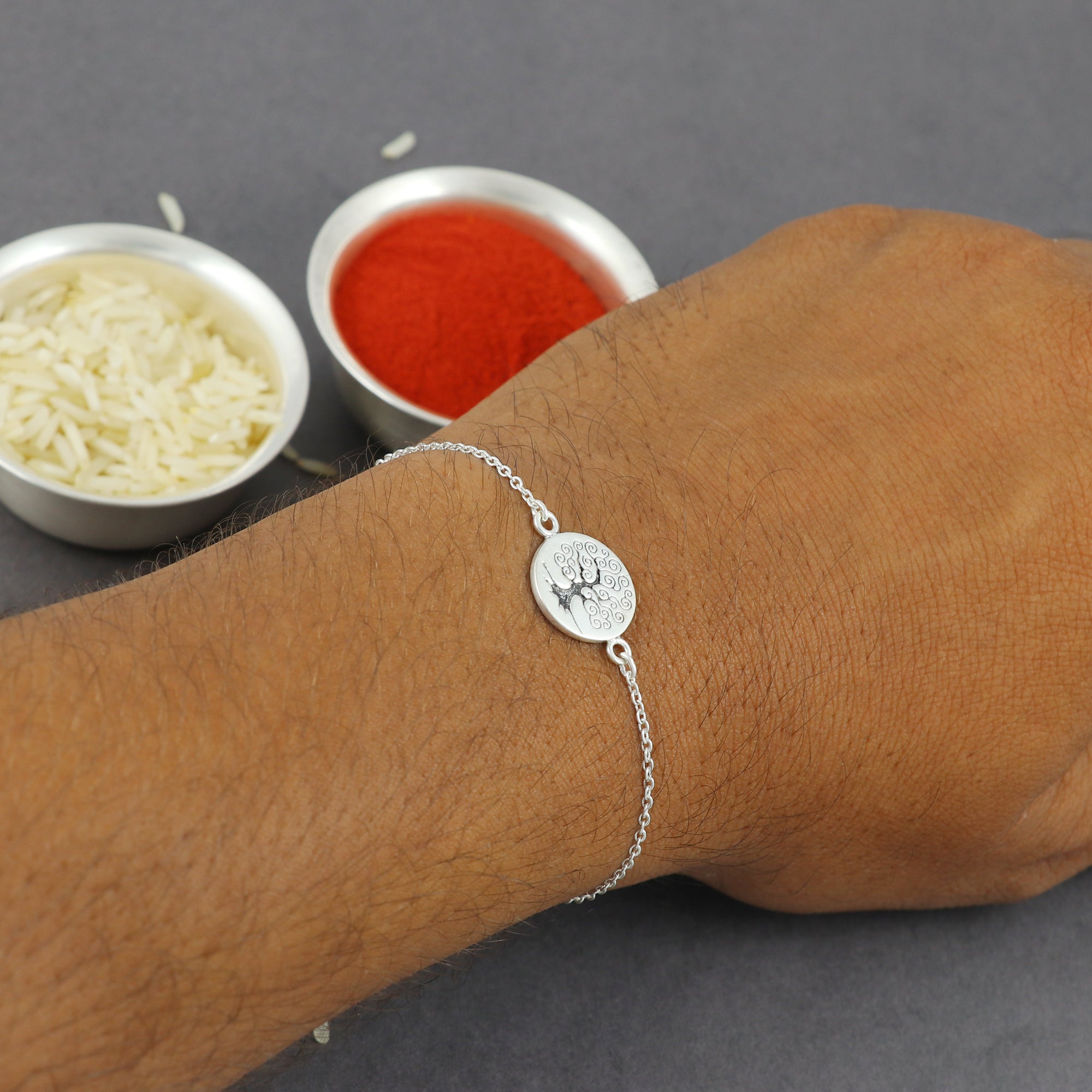 Silver Family Tree Rakhi