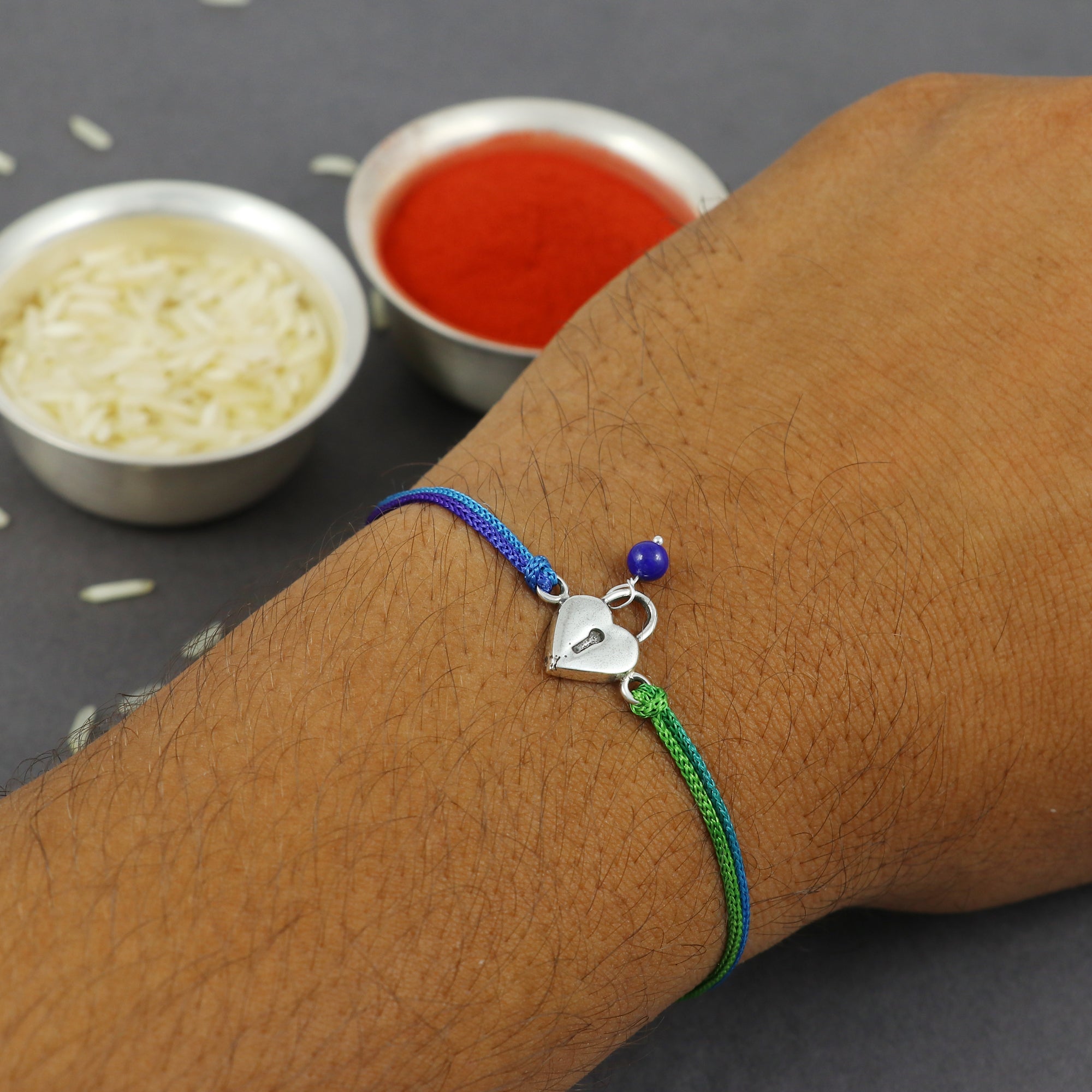 Silver Bhai Bhabhi Lock n Key Rakhi