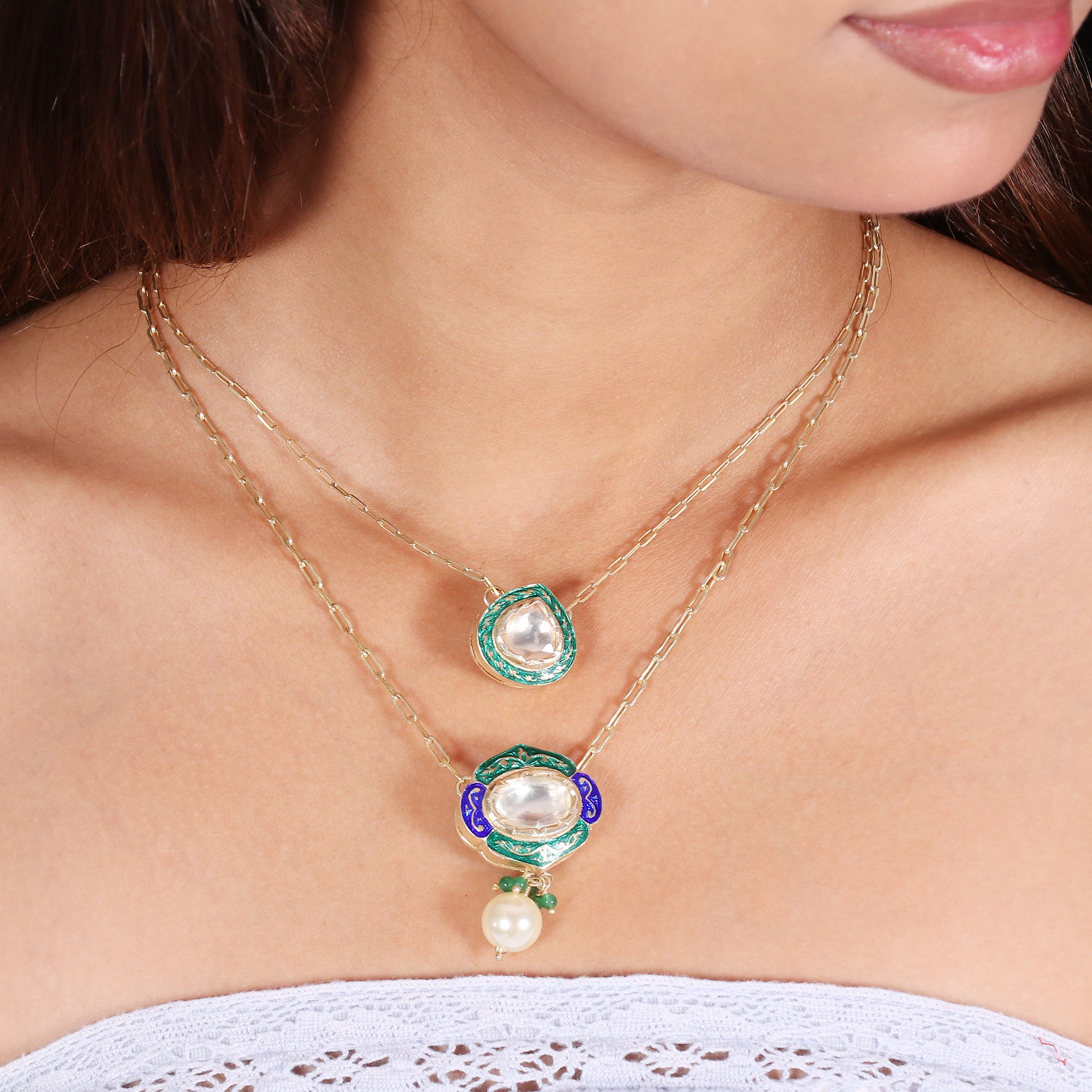 Moissanite Diamond Polki Necklace