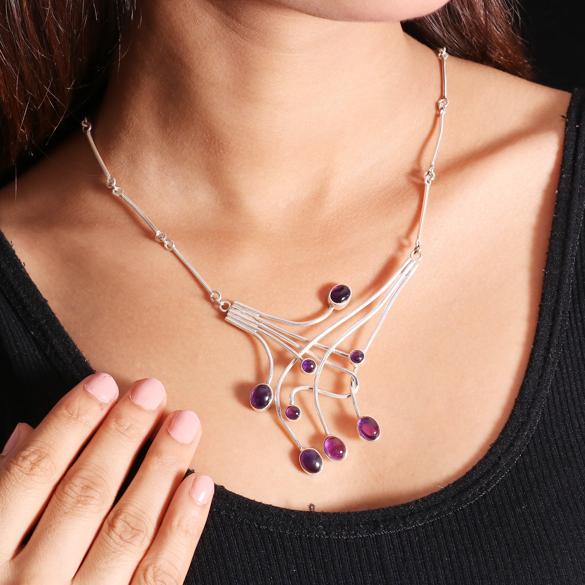Amethyst Ro Sterling Silver 925 Necklace