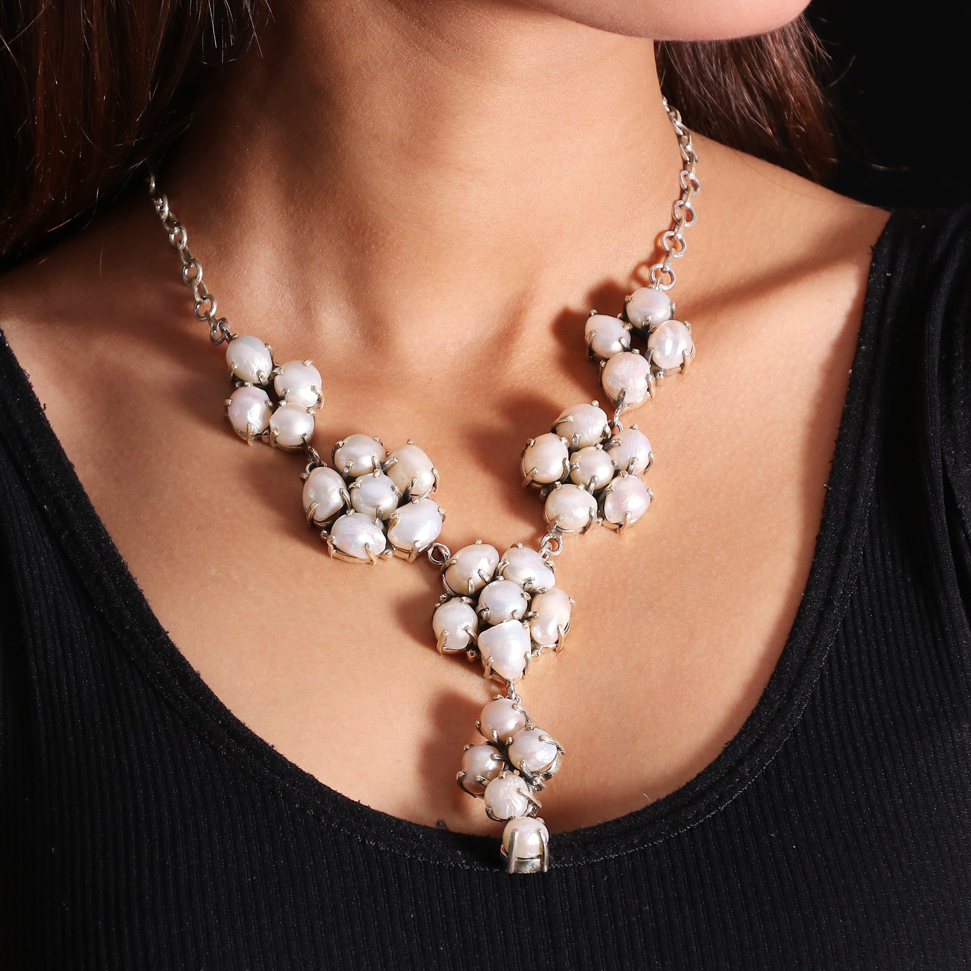 Natural Fresh Water Pearl Sterling Silver 925 Necklace