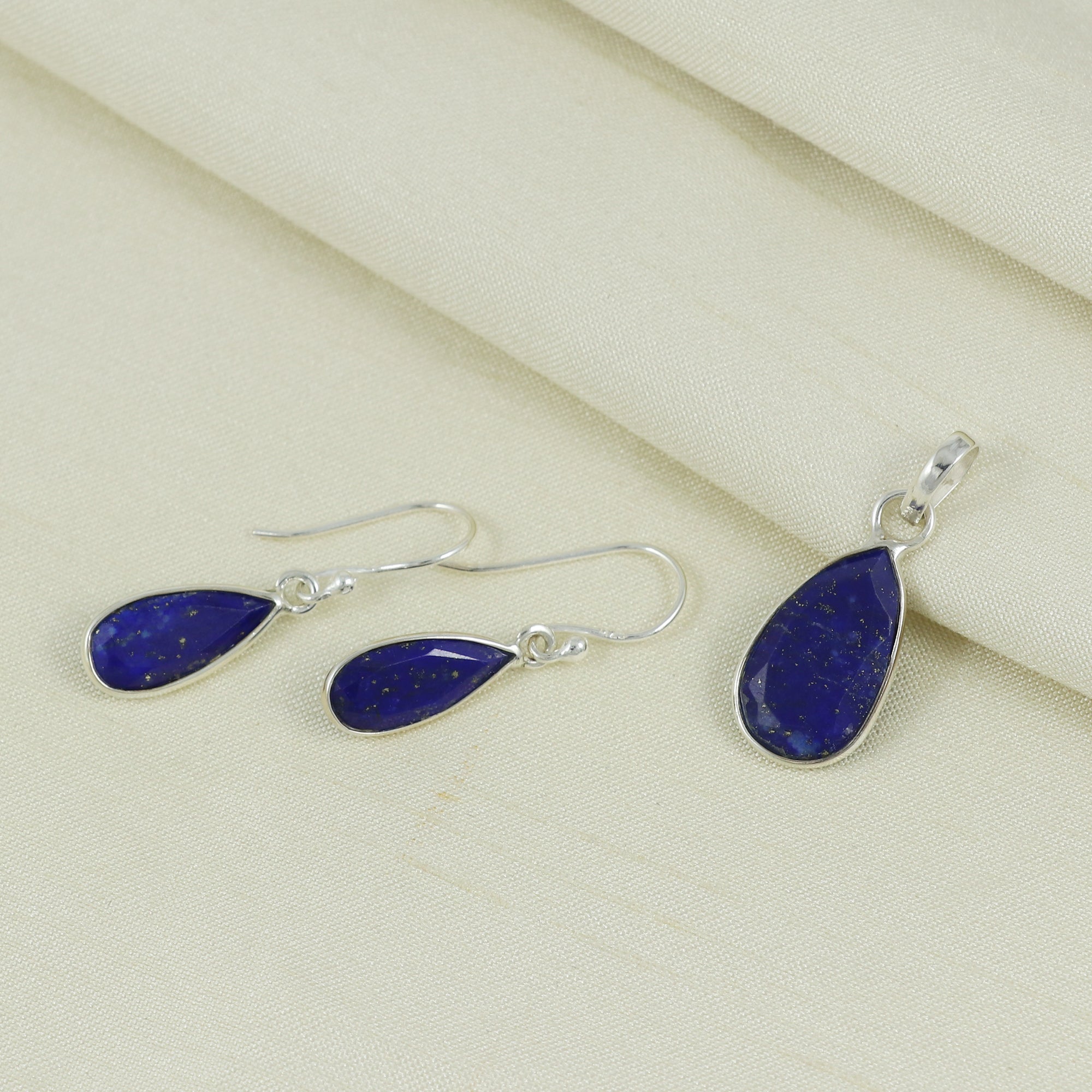 Lapis Lazuli Earring Pendant Designer Set
