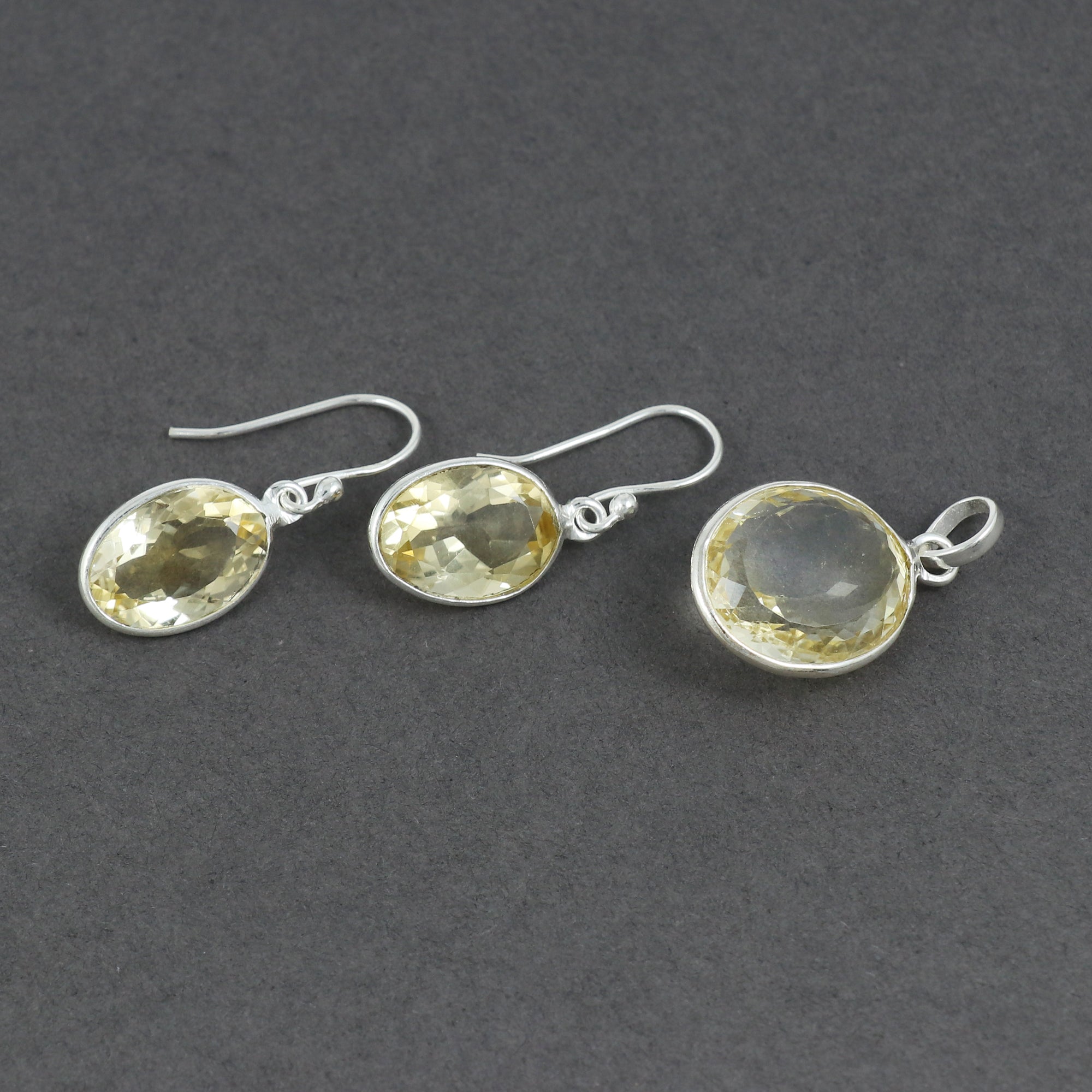 Citrine Earring Pendant Designer Set