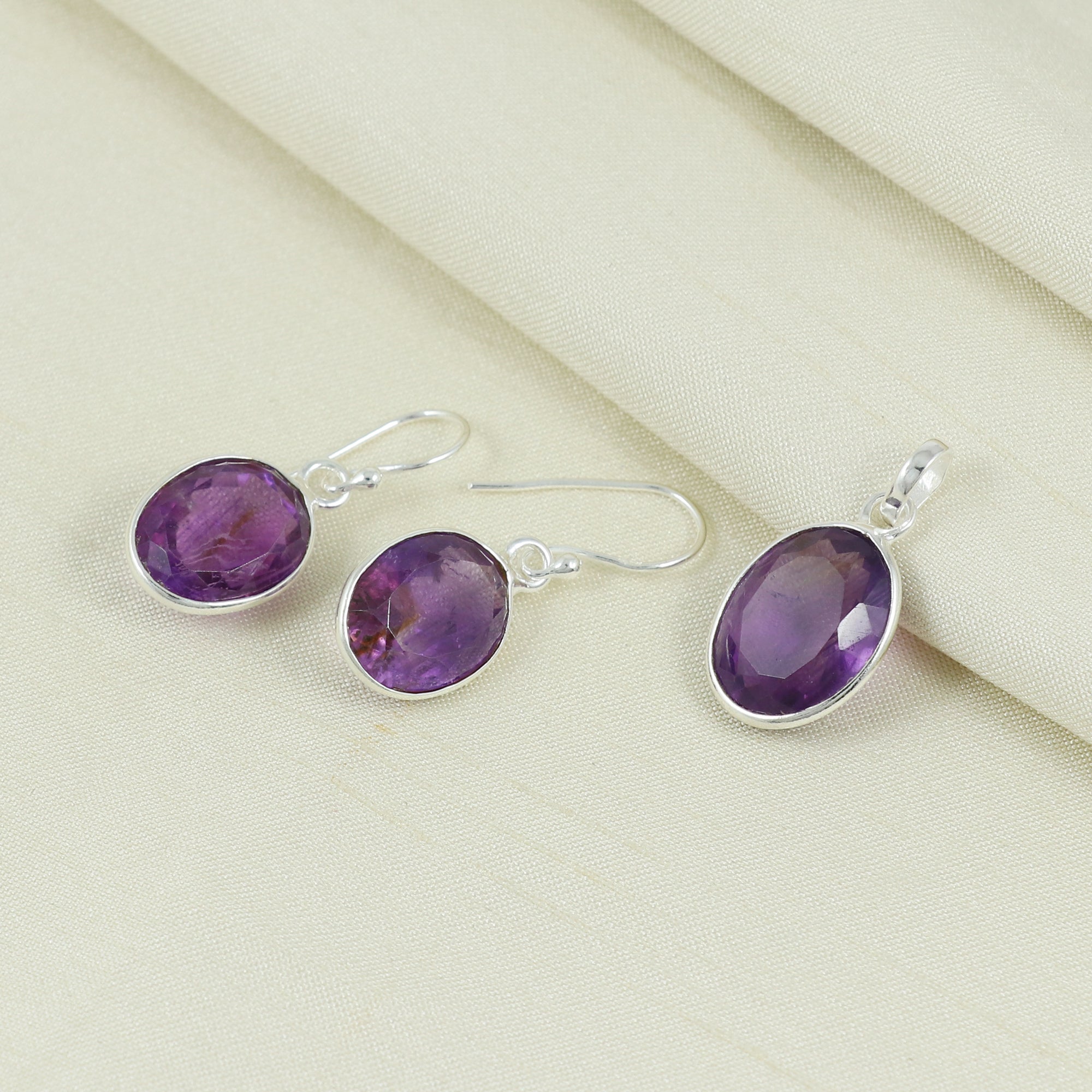Amethyst Earring Pendant Designer Set