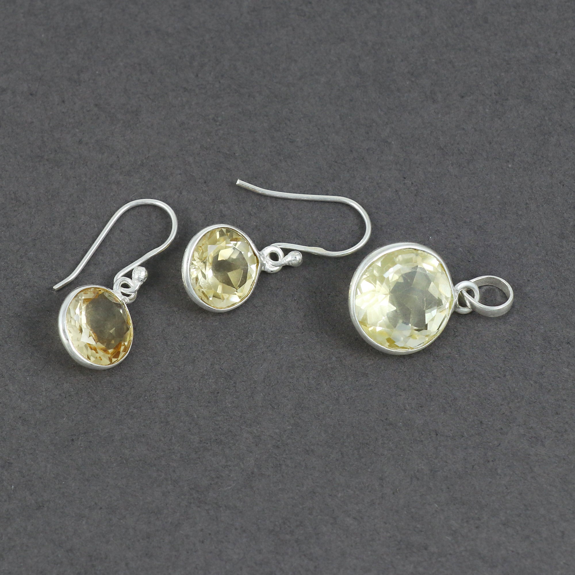Green Amethyst Earring Pendant Designer Set