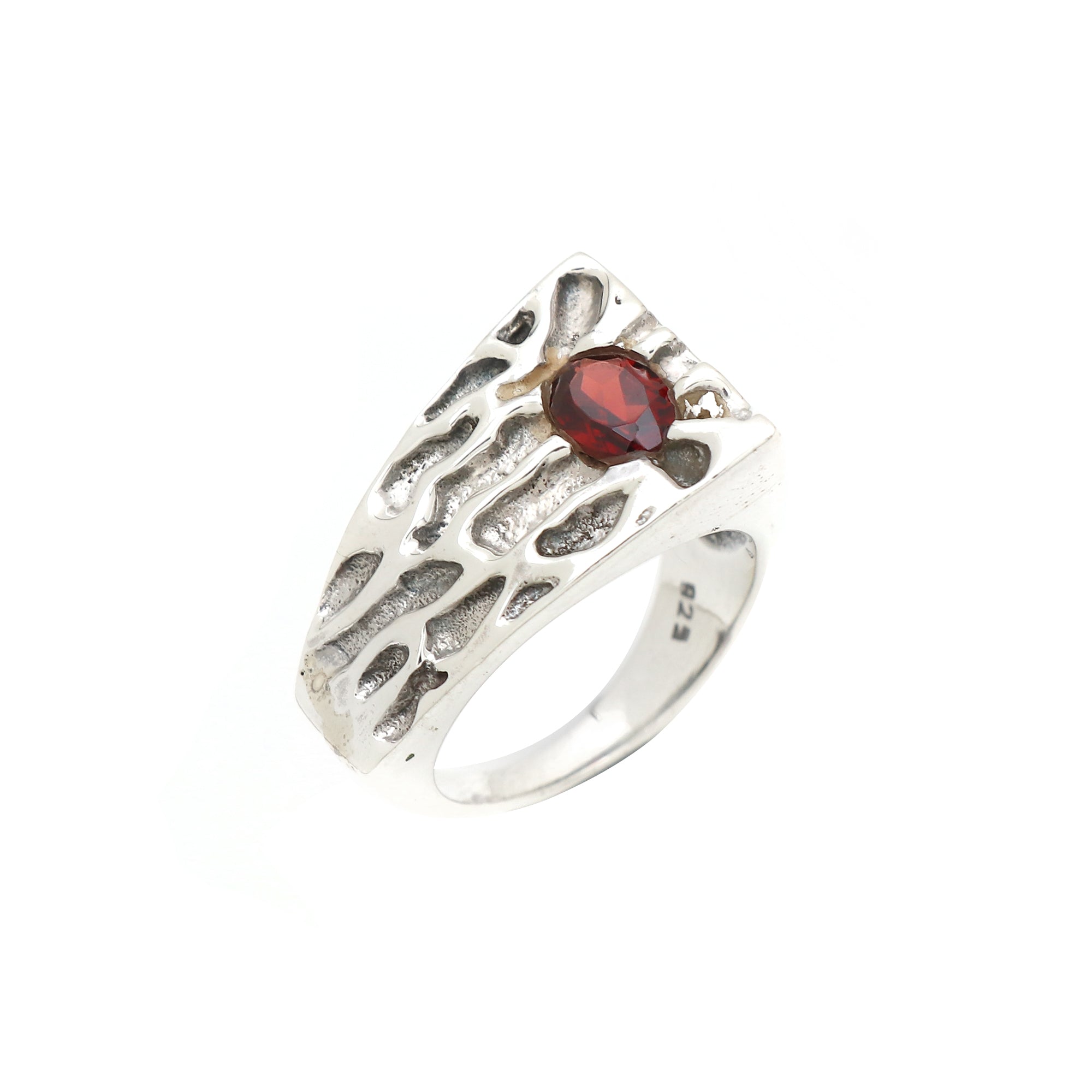 Classic Tiger Striped Garnet Ring