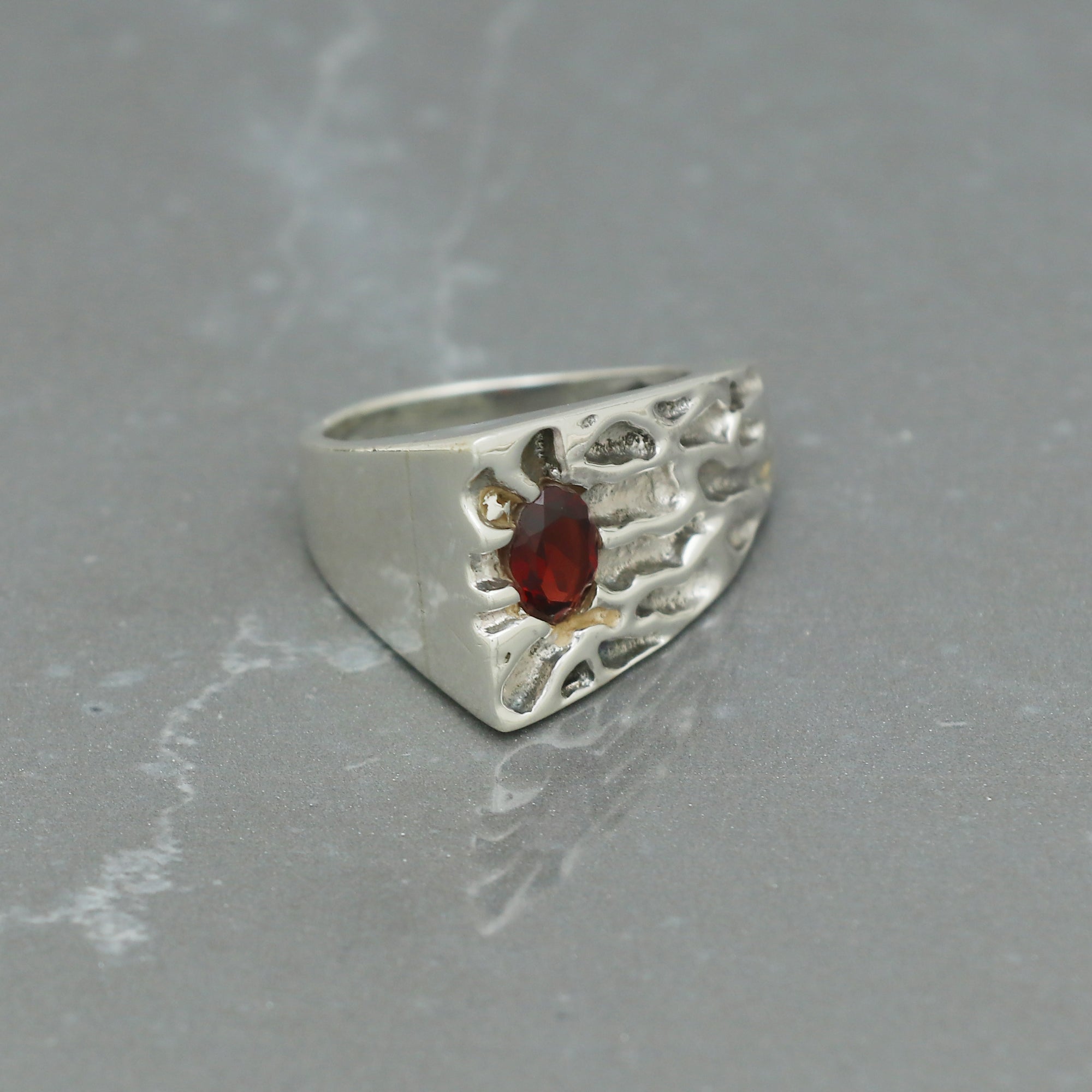 Classic Tiger Striped Garnet Ring