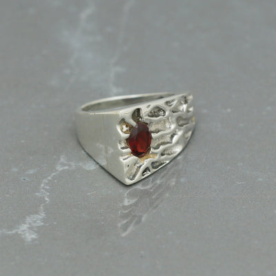 Classic Tiger Striped Garnet Ring