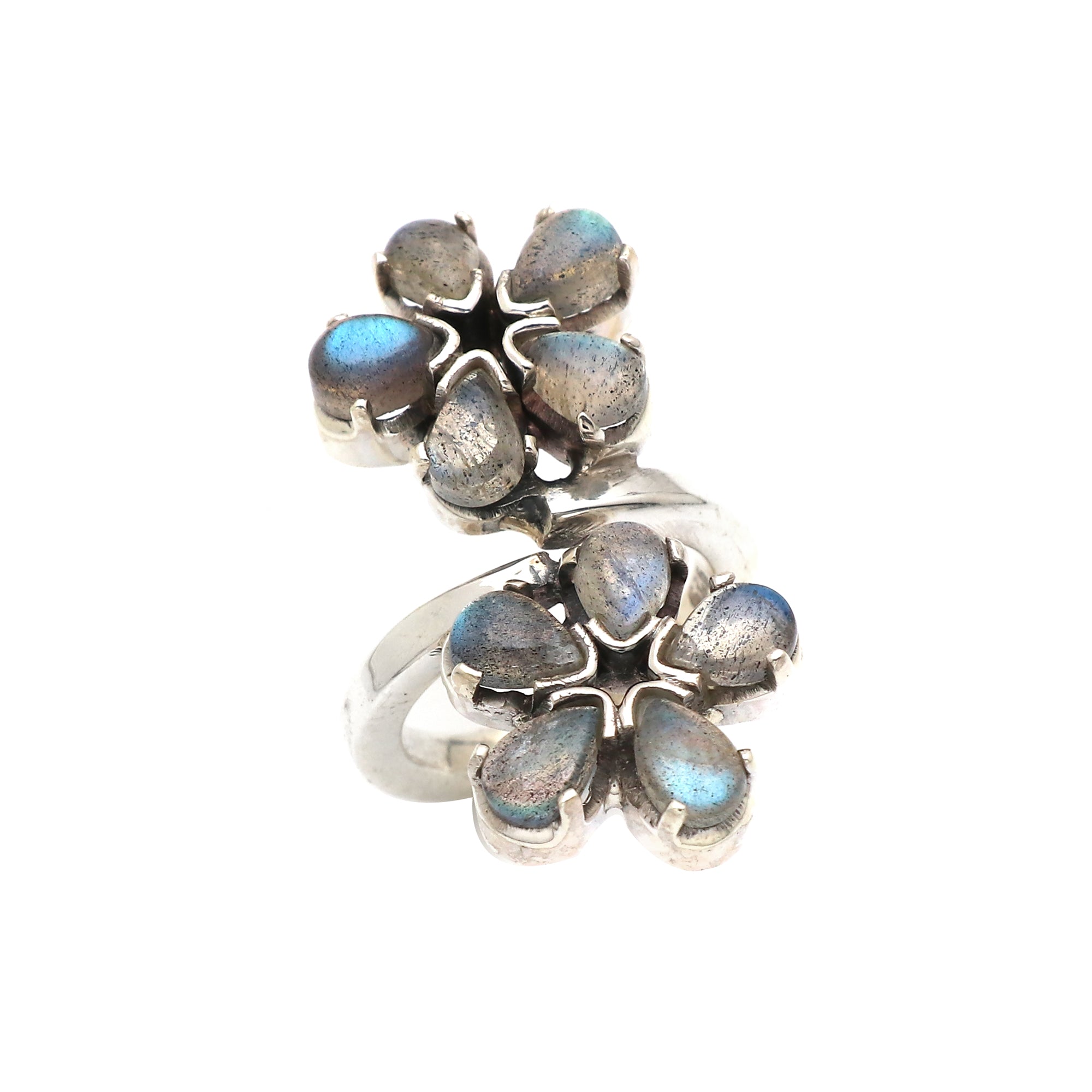 Twin Flower Labradorite Ring