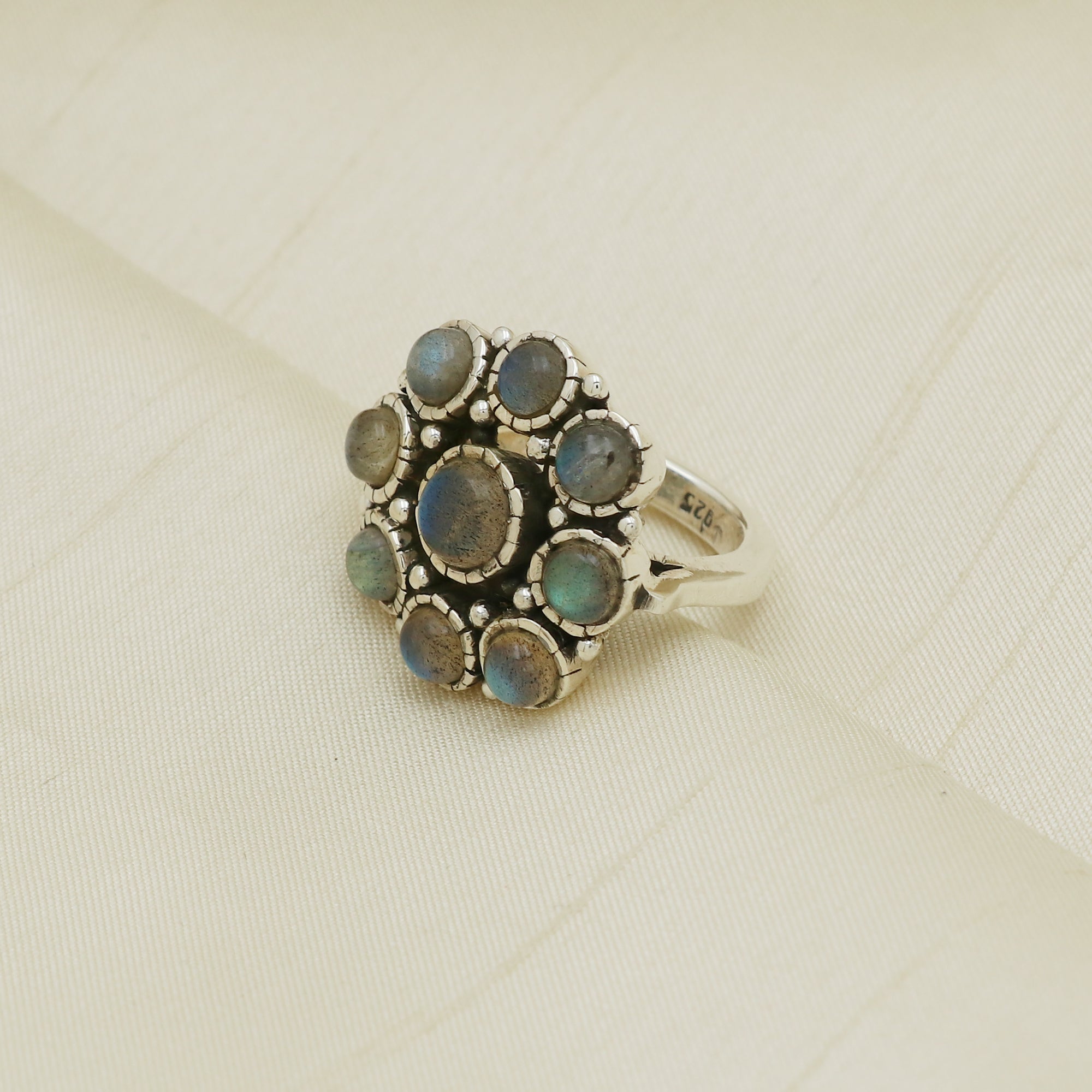 Flowery Labradorite Ring