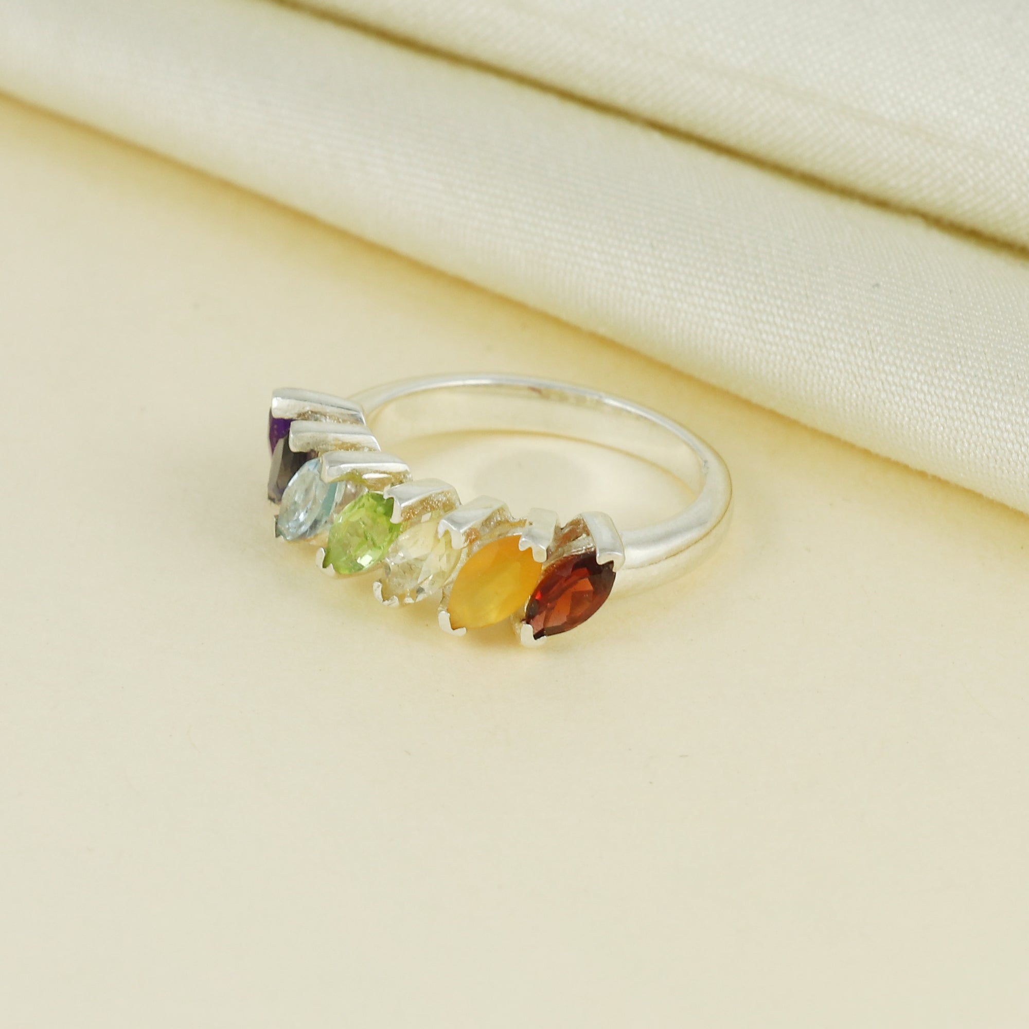Seven Chakra Ring 925 Silver