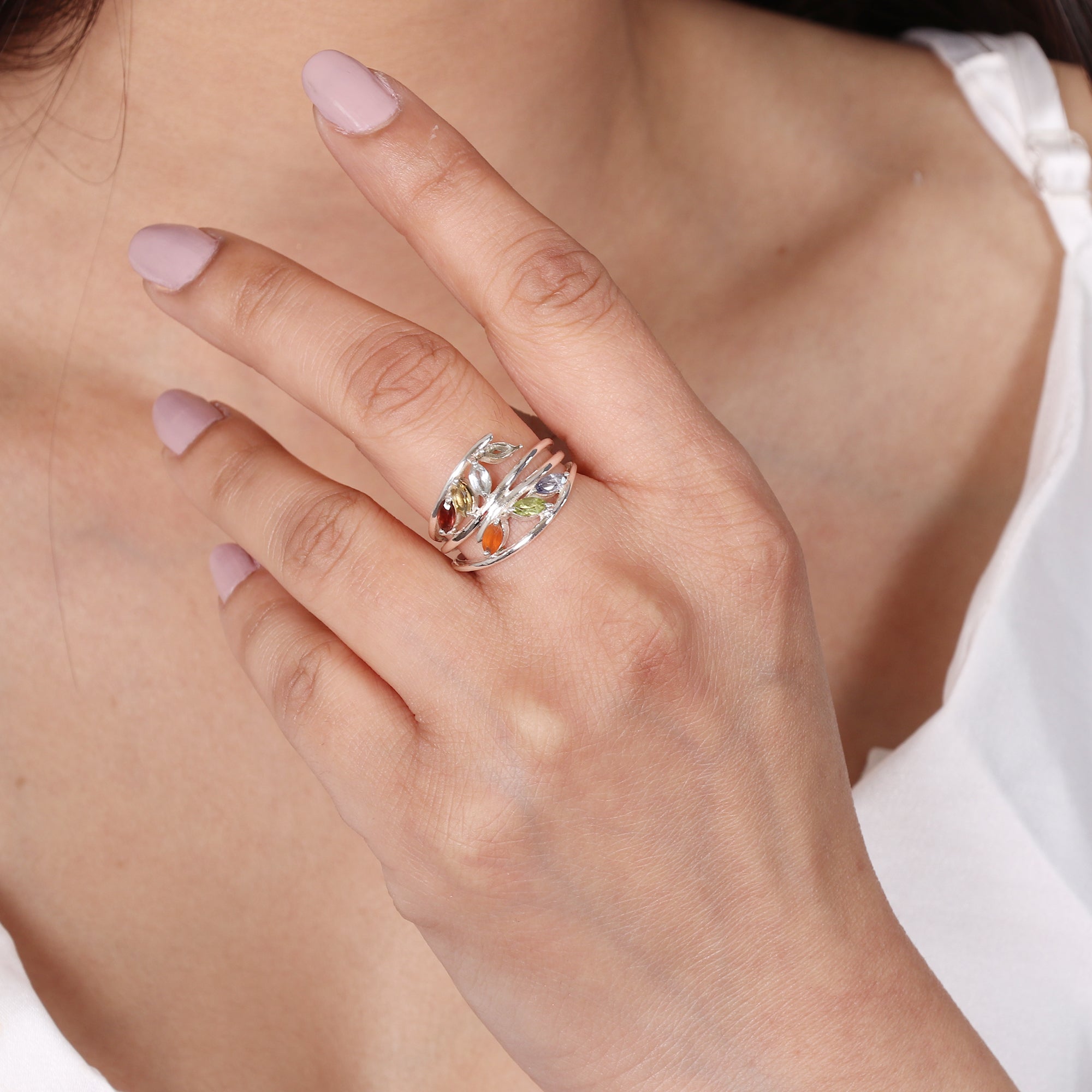 Seven Chakra Ring 925 Silver