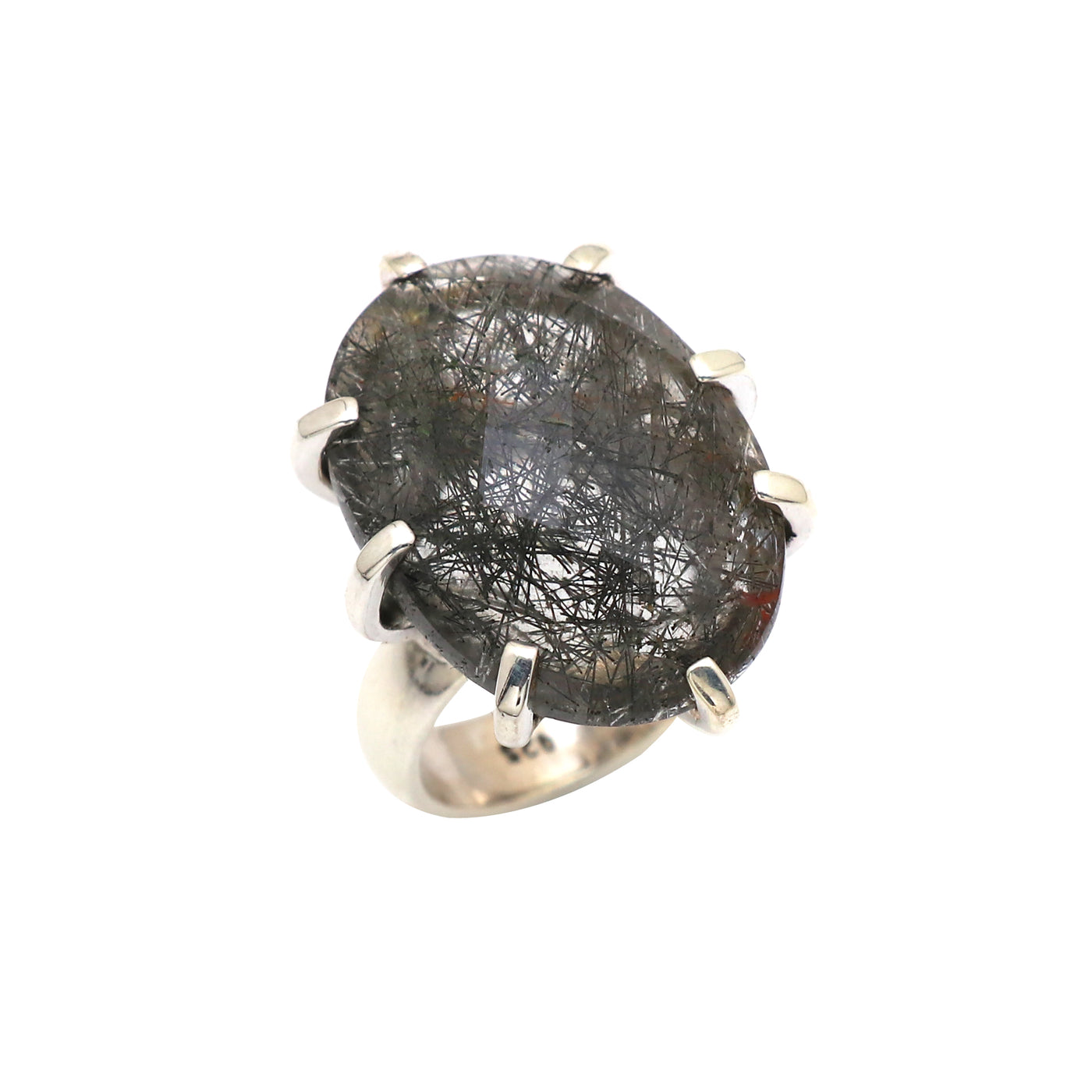 Oval Shape Black Rutile Gemstone Ring