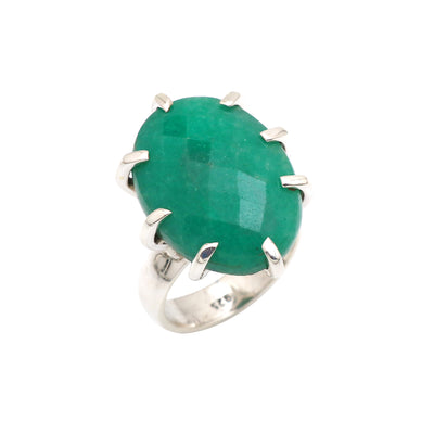 Oval Shape Emerald Agate Gemstone Ring
