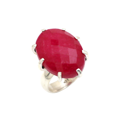 Oval Shape Ruby Agate Gemstone Ring