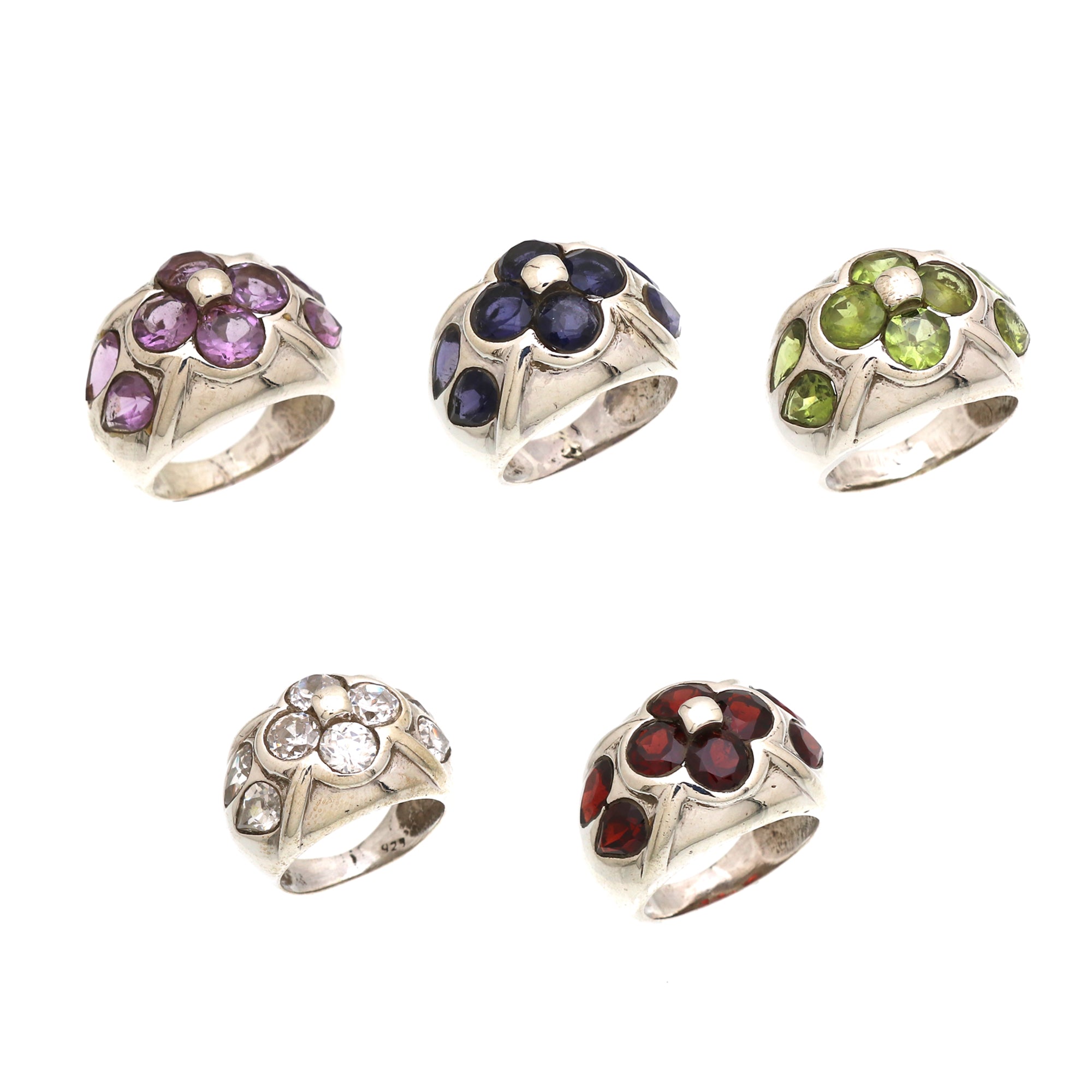 Flowery Gemstone Band