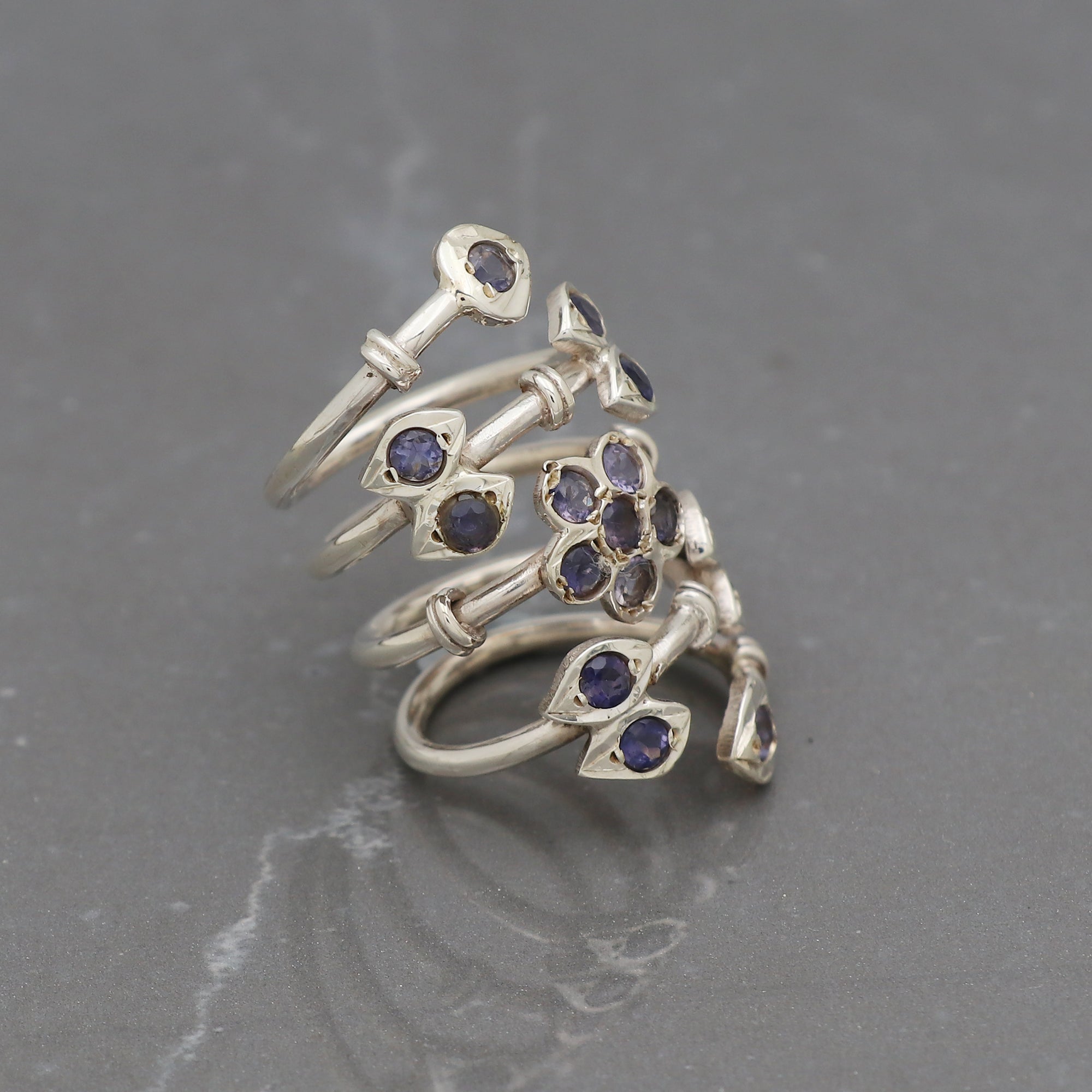 Floral Iolite Ring