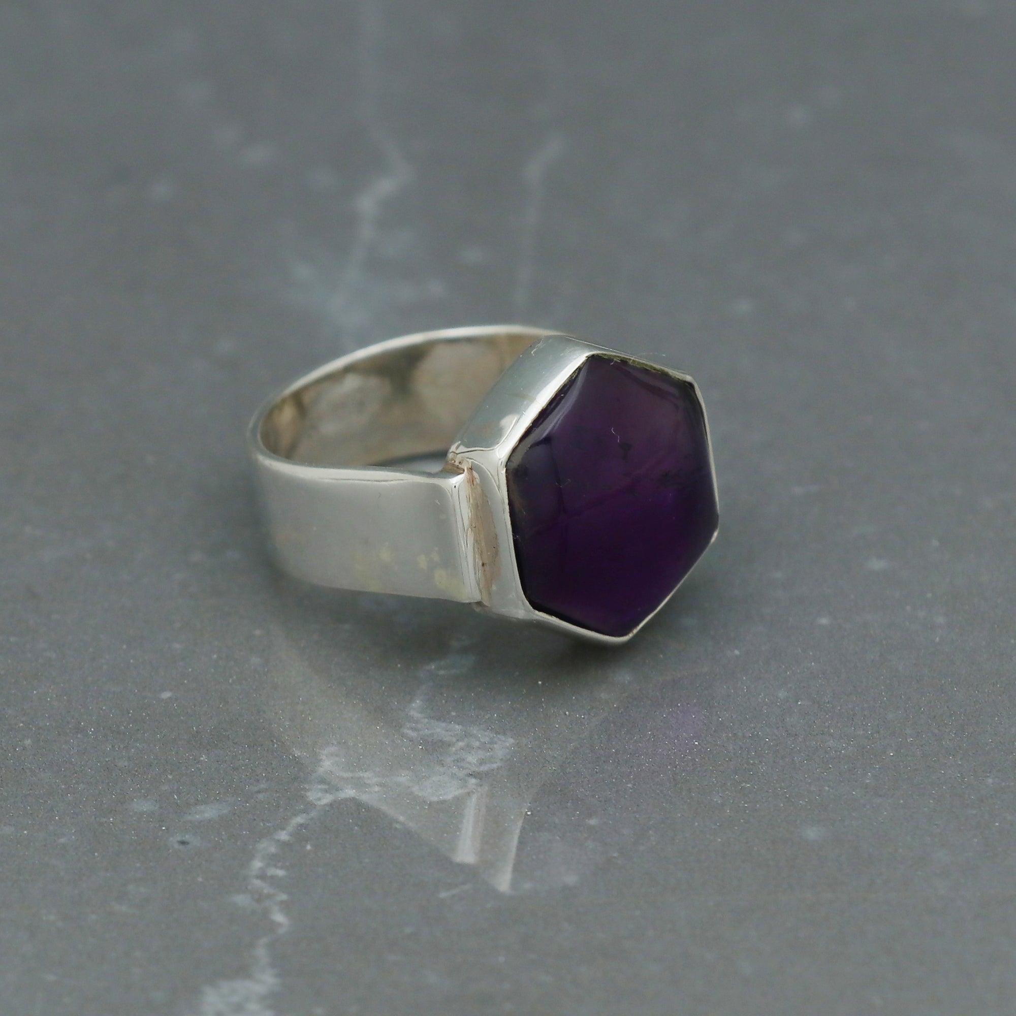 Classic Hexagon Amethyst Ring