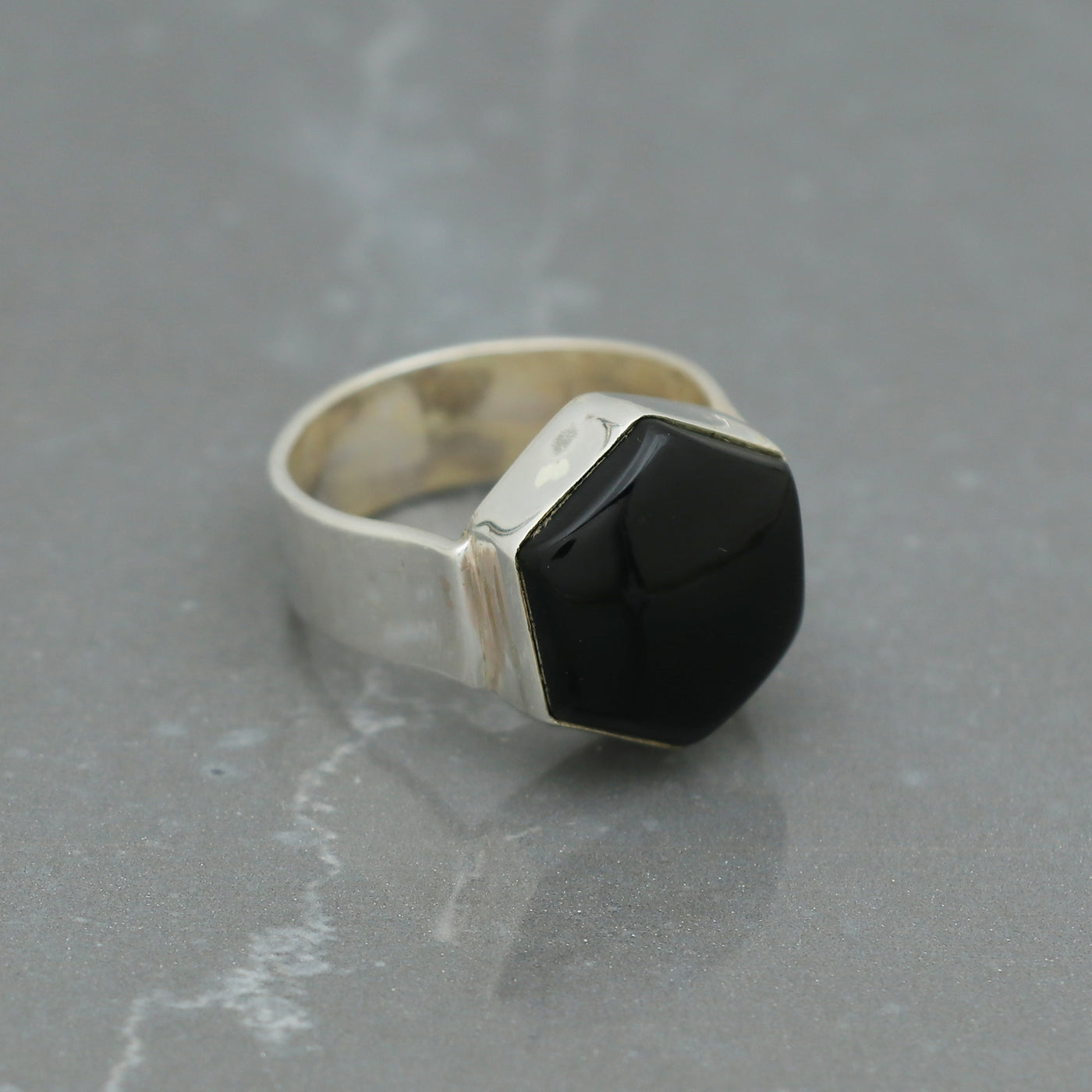 Classic Hexagon Black Onyx Ring