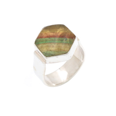 Classic Hexagon Fluorite Ring