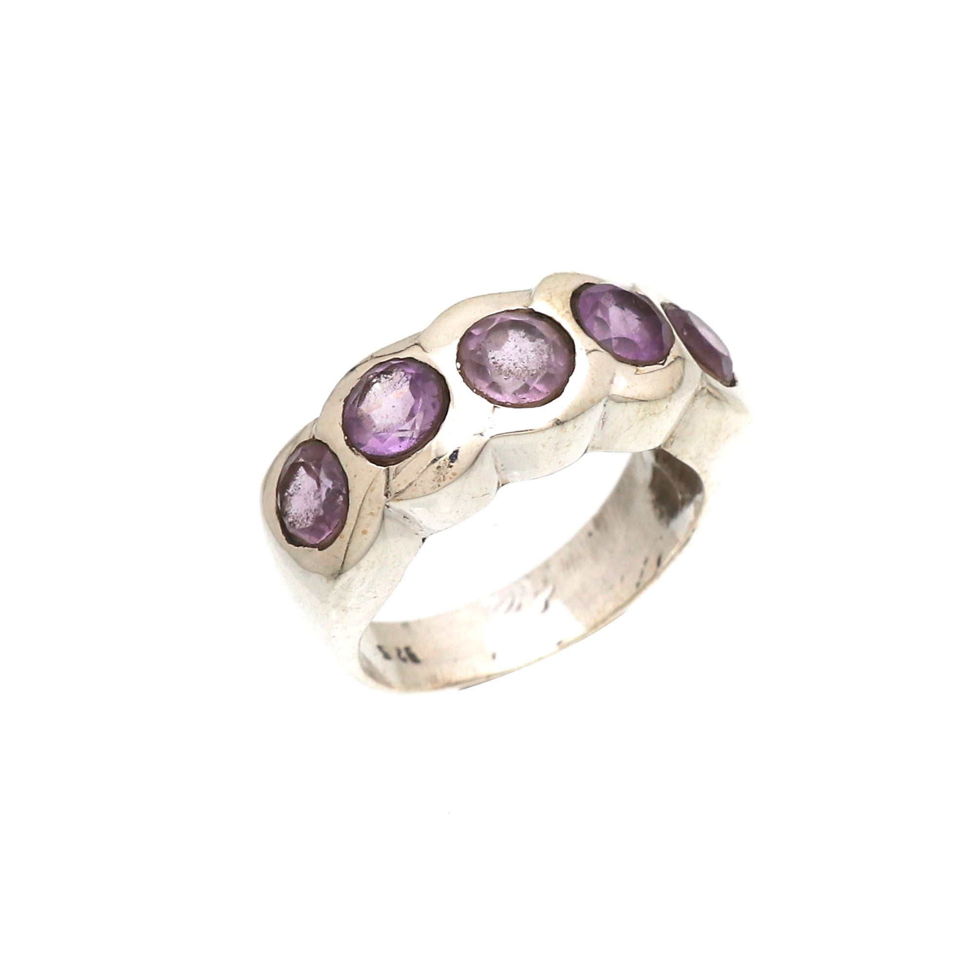 Silver Gemstone Band
